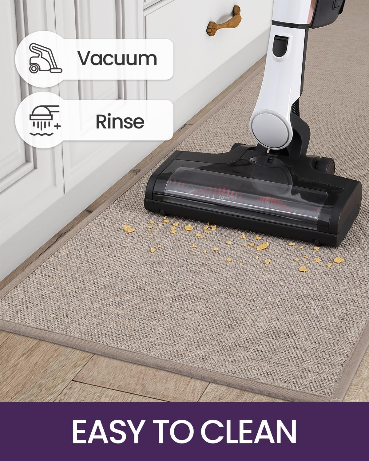 DEXI Kitchen Rugs and Mats for Floor, Non Slip Washable Absorbent Thin Woven ... - Picture 9 of 13