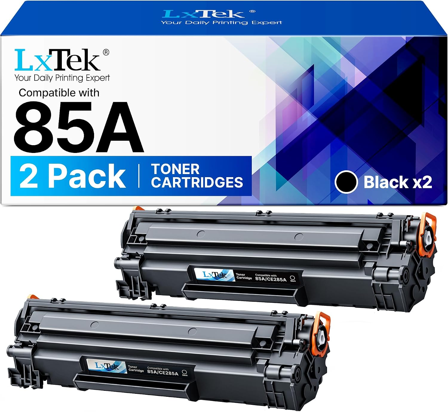 Lxtek 85A Toner Cartridges Replacement for HP CE285A Toner Cartridge | Compatible for HP Laserjet Pro P1102W P1102 M1132MFP M1217NFW M1212NF M1132 P1100 M1136 M1210 M1212 M1213NF (Black, 2-Pack)