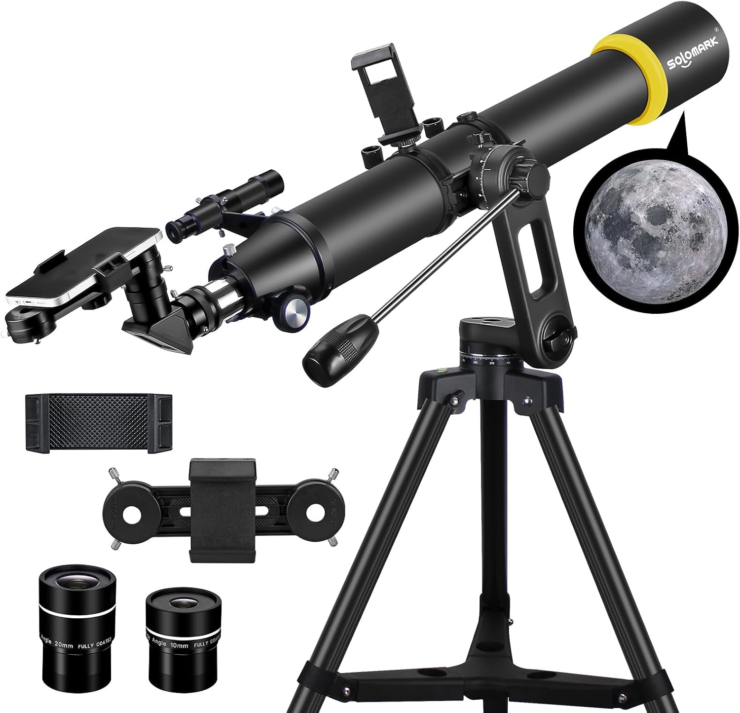 Telescope for Adults, Professional High Powered 90Mm Aperture 800Mm Refractor Telescopes for Astronomy Beginners with AZ Mount Tripod & Phone Adapter