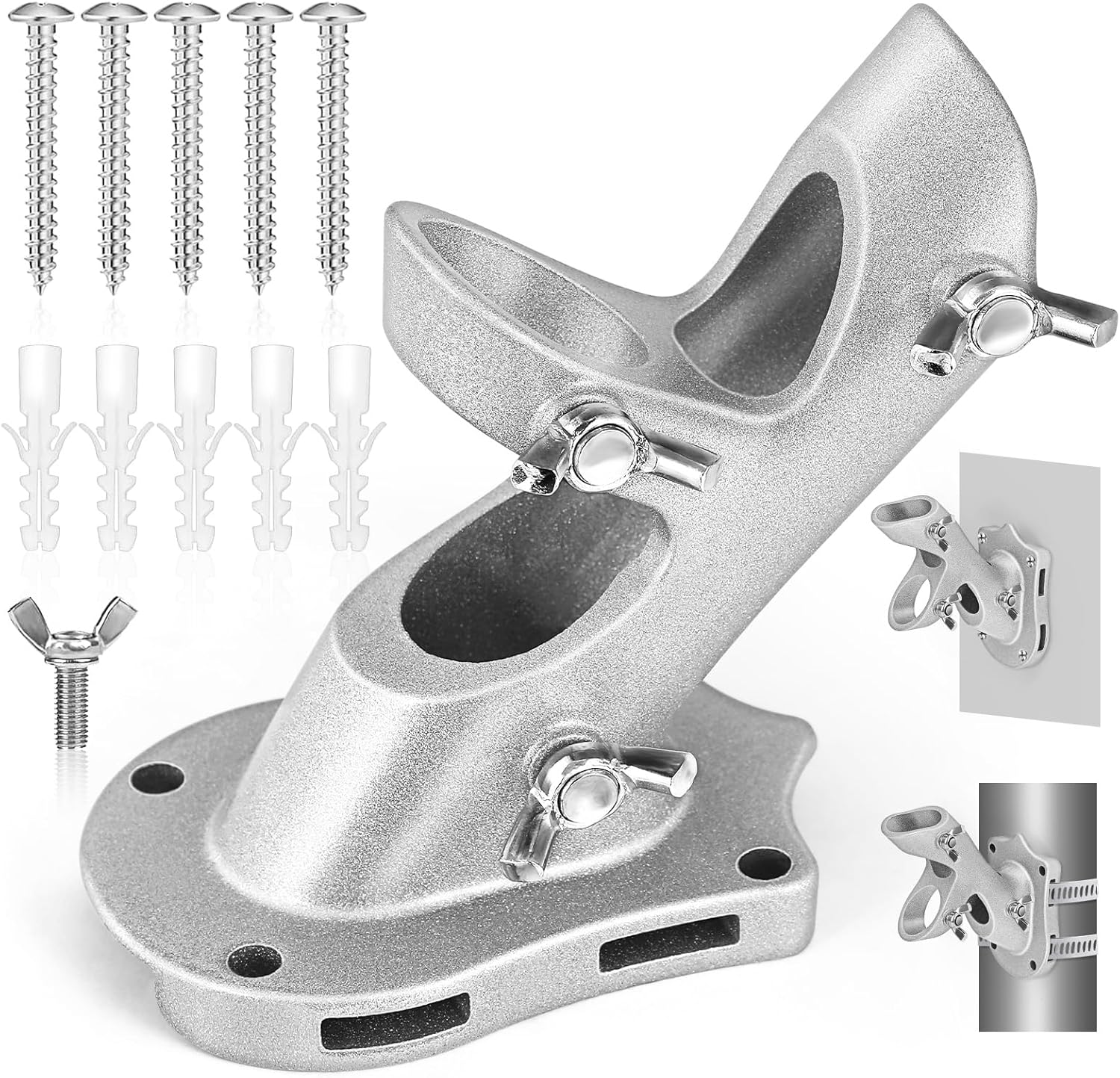 Flag Pole Holder, Flag Pole Brackets Mount outside House Heavy-Duty Aluminum Metal Rust Proof Bracket 1