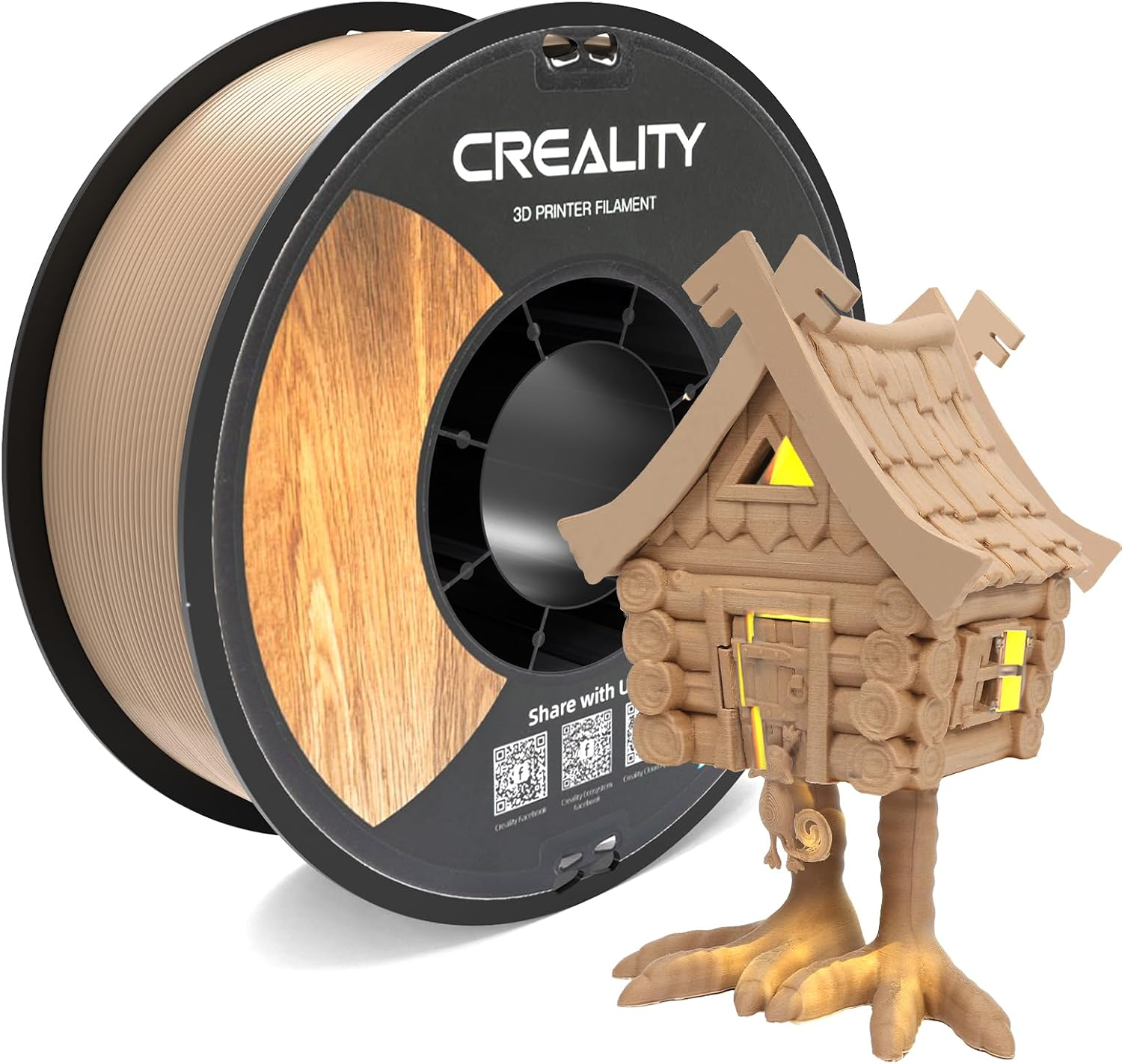 Wood PLA Filament 1.75Mm, Official 3D Printer Filament Cardboard Spool Smooth Printing Less-Tangle Dimensional Accuracy +/- 0.03Mm 1Kg/Roll(2.2Lbs) Fit for Most FDM 3D Printers