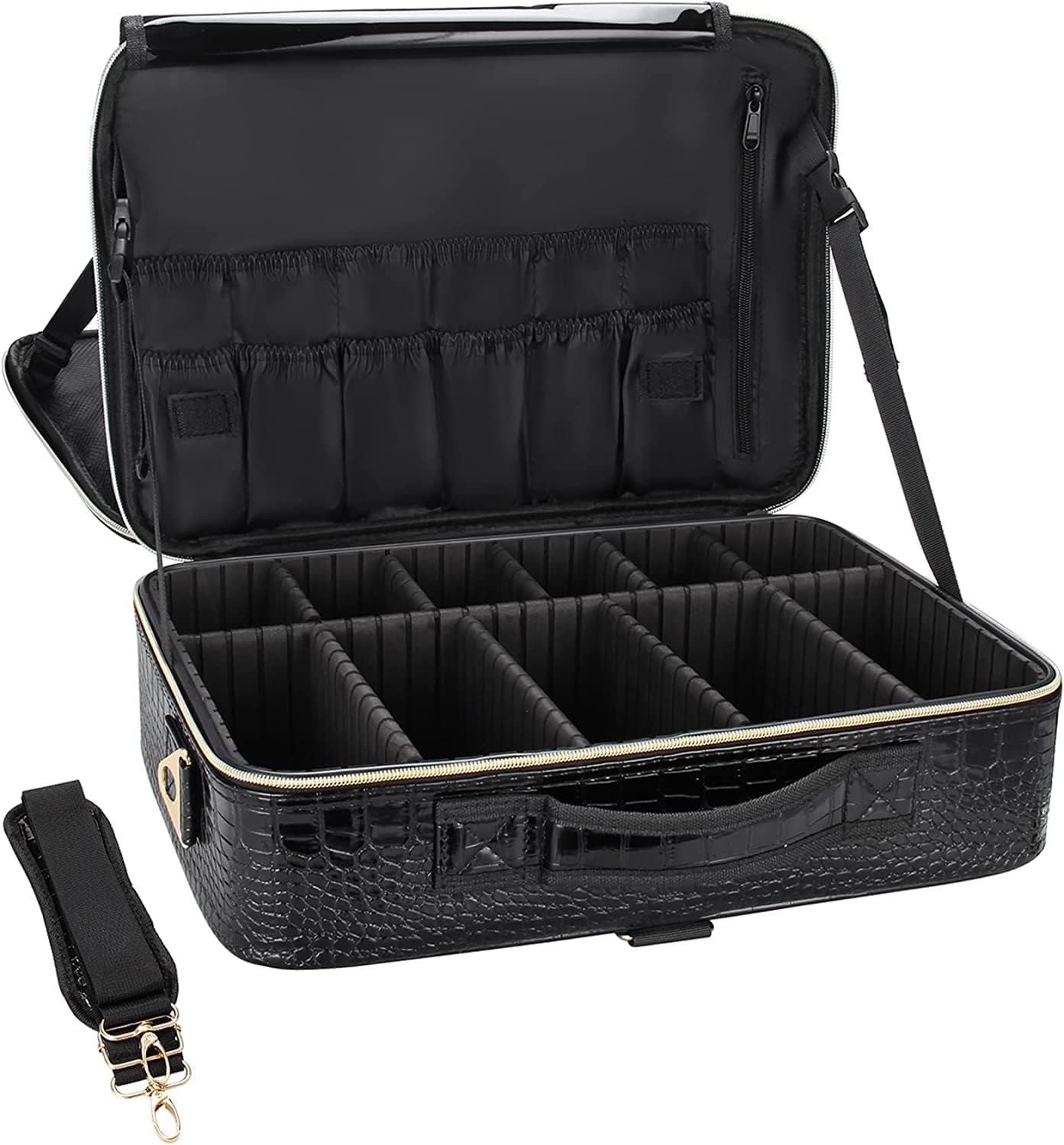 Samtour Makeup Train Case Cosmetic Bag Professional Brush Organizer and Stora... - Picture 9 of 11