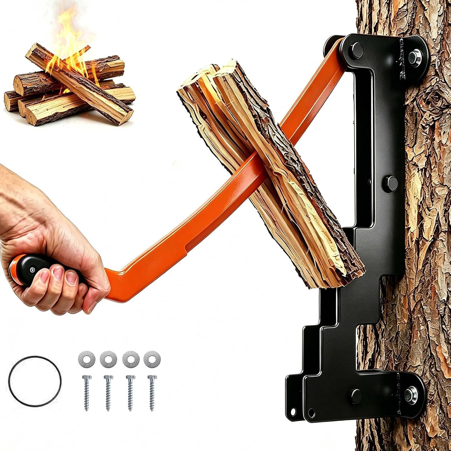 Wall Mounted Kindling Splitter,Portable Log Splitter for Firewood,Dry Soft Wood,Manual Wood Cracker with Handle,Heavy Duty Firewood Splitter, Firewood Cutter for Indoor and Outdoor