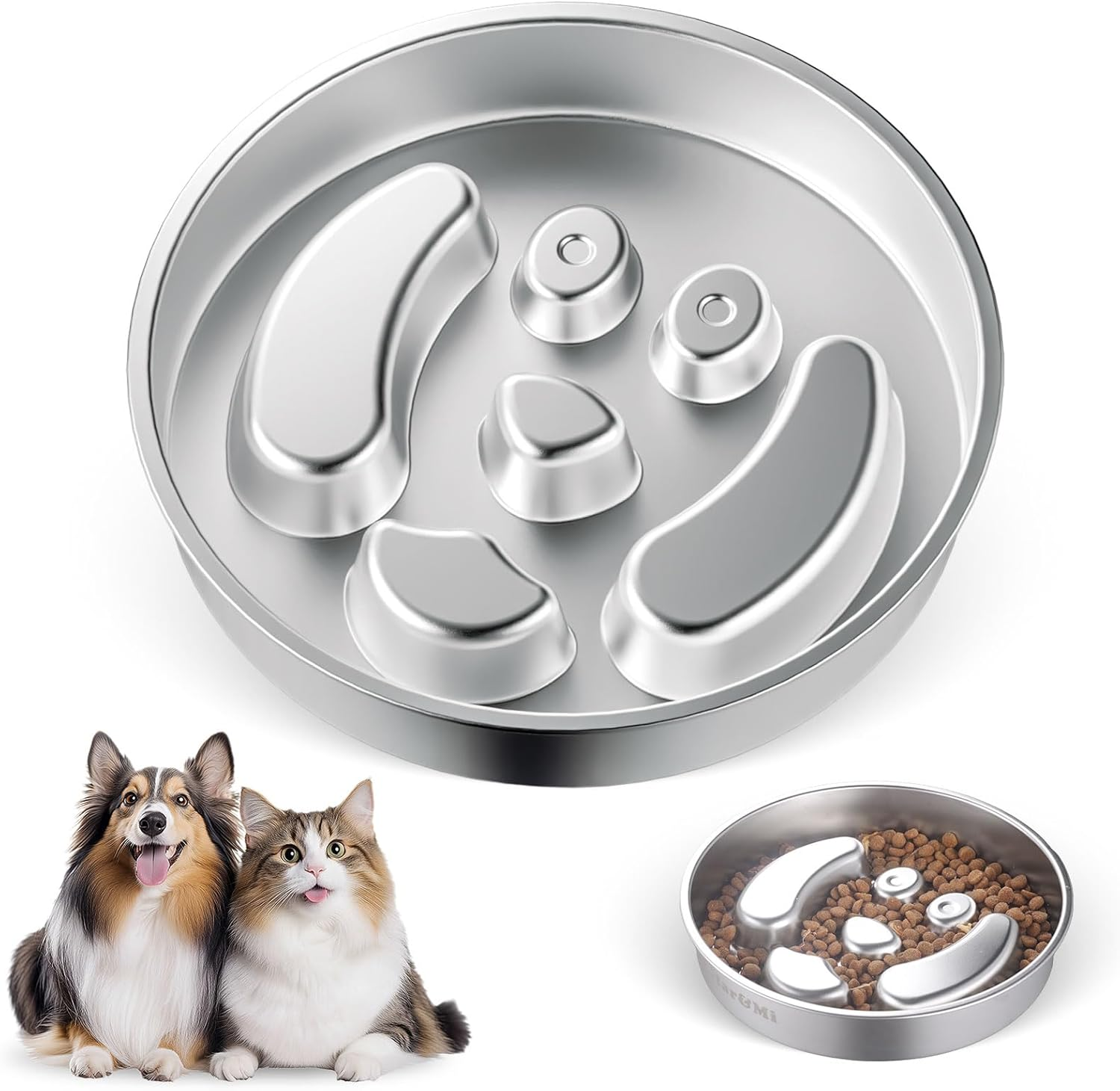 Stainless Steel Slow Feeder Dog Bowls Non-Slip Metal Dog Bowl For Large & Medium