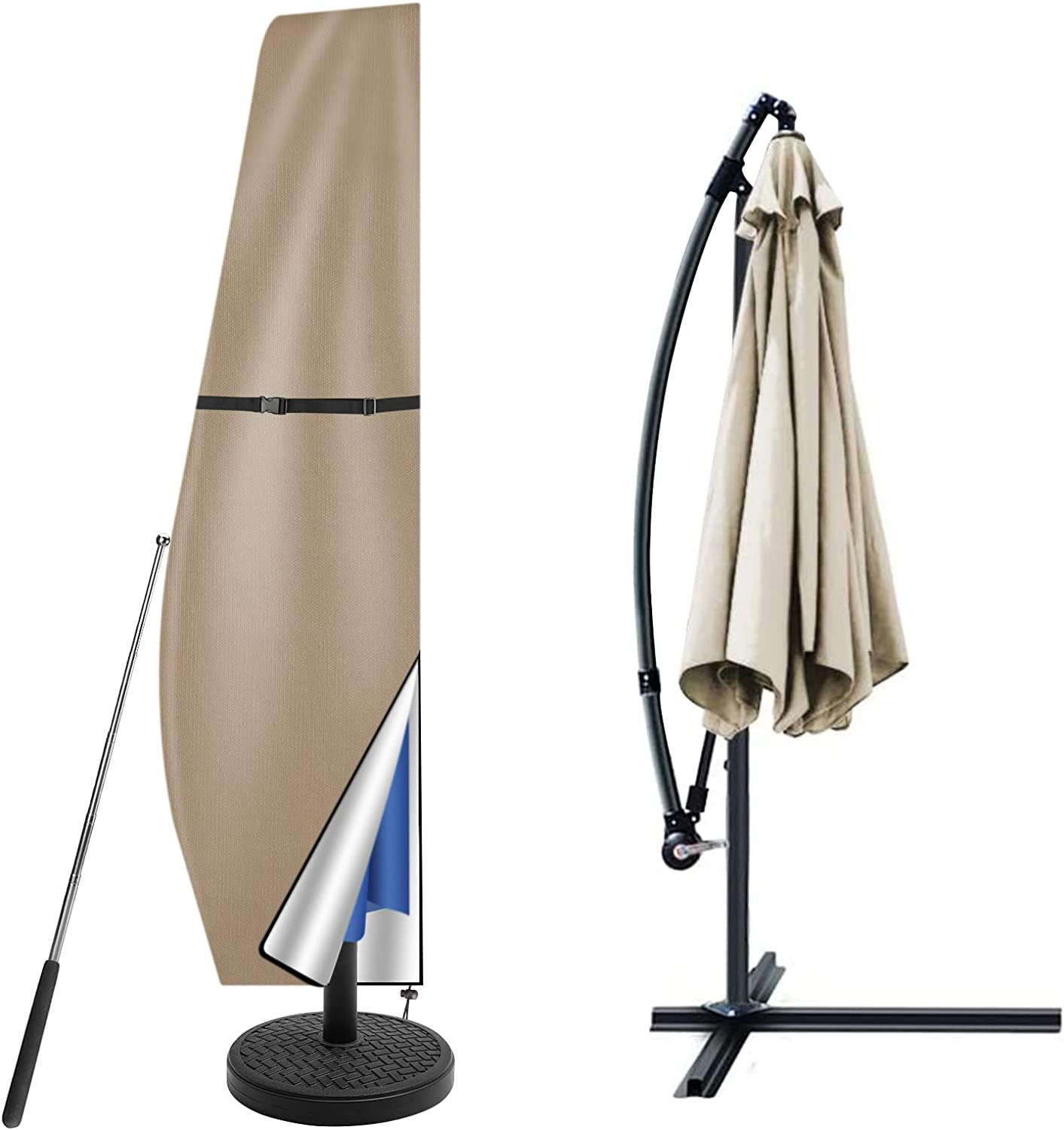 Neween Cantilever Parasol Cover with Rod, Heavy Duty Large Umbrella Cover wit... - Picture 12 of 22