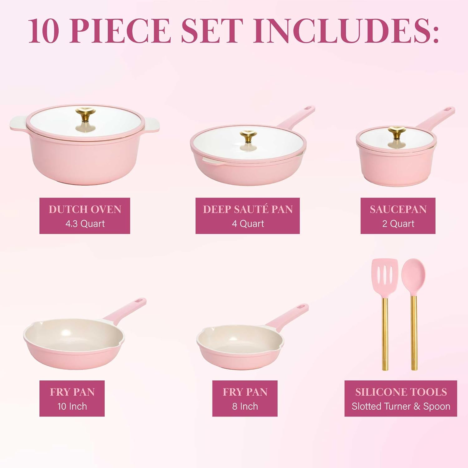 Paris Hilton Ceramic Nonstick Cookware Set, Cast Aluminum with Dual Layer Non... - Picture 4 of 13