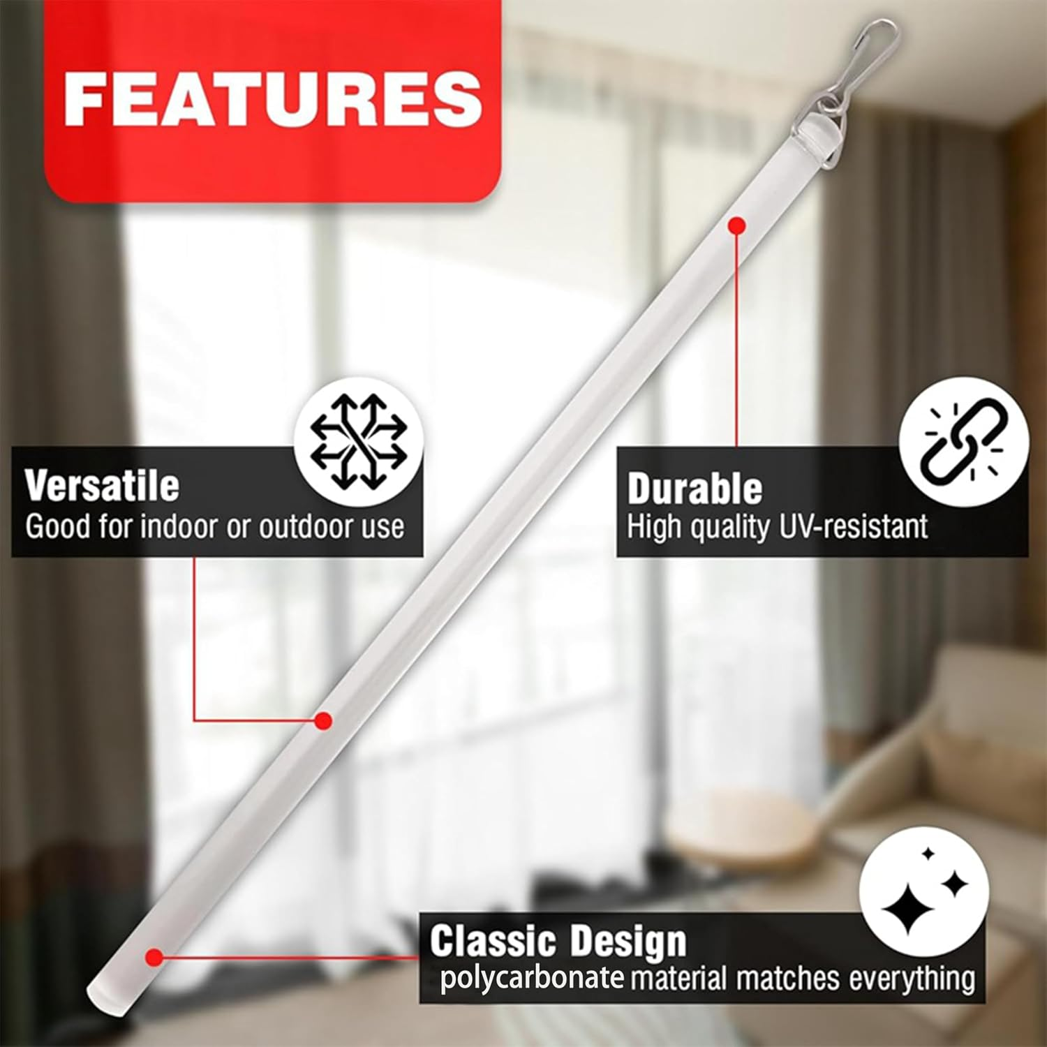 4pcs Pull Rod, Clear Invisible Opening & Closing Stick, Drapery Replacement P... - Picture 5 of 14