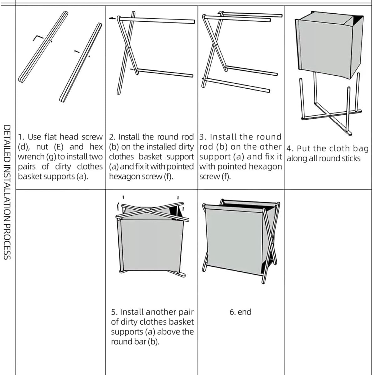 AIMALL Foldable Laundry Basket with Solid Wood Frame, Breathable Fabric, Larg... - Picture 5 of 14