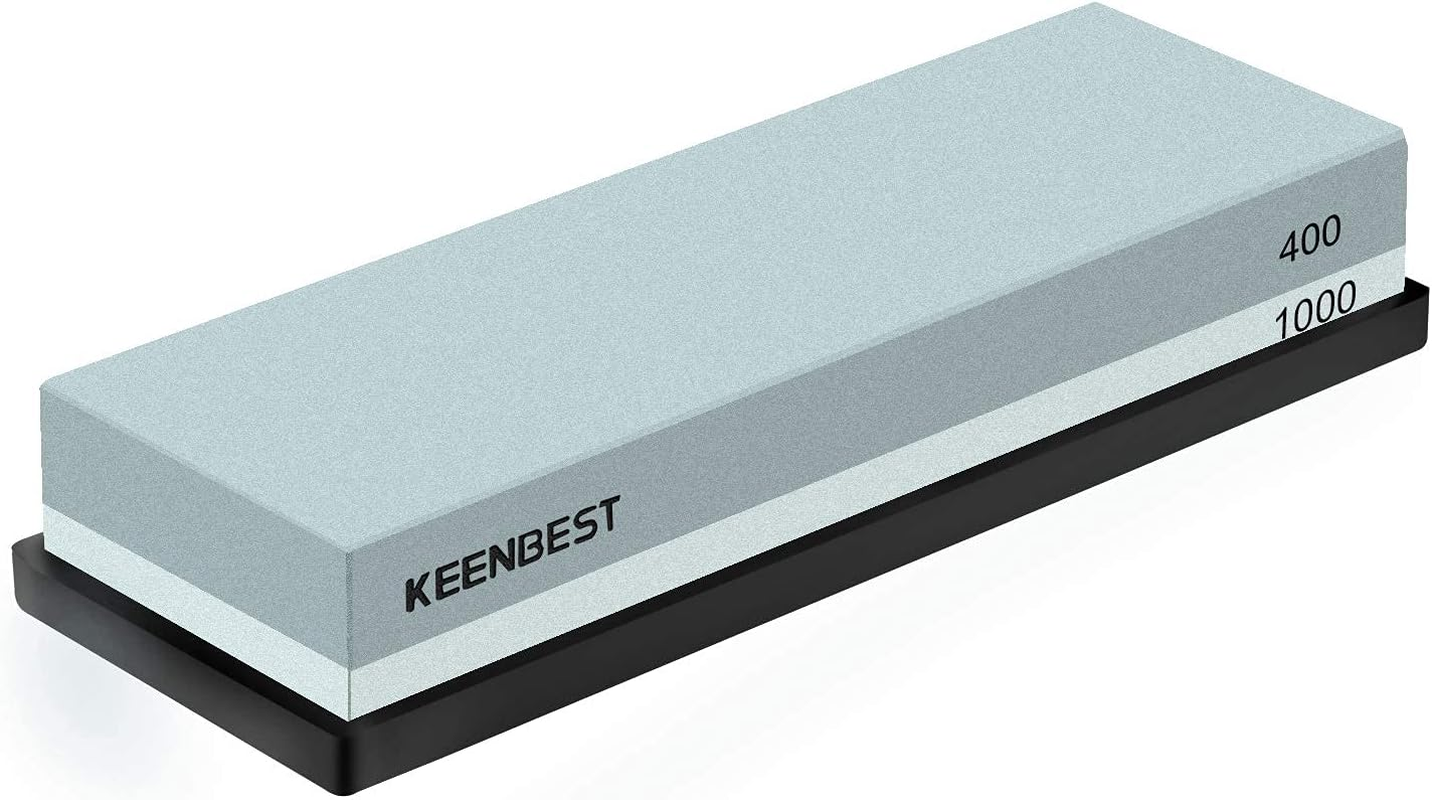 Actual Grit Premium Material Sharpening Stone 2 Side 400 1000 Whetstone Set Kitchen Knife Sharpener Stone Wet Stones for Sharping Knives Kit with Non-Slip Rubber Base
