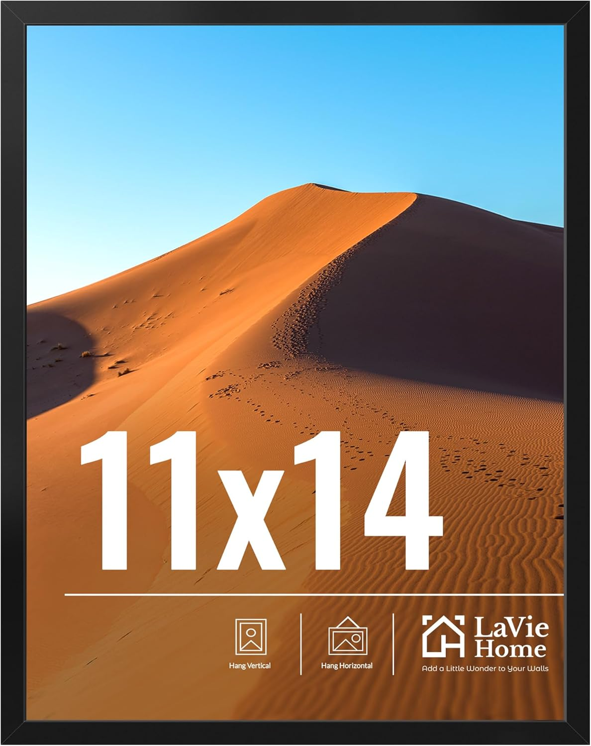 11x14 Picture Frame for Wall Display, 11 x 14 Black Picture Frame with HD Plexiglas, 11 by 14 Poster Frame 1 Pack, Display Frame for Vertical or Horizontal, Classic Collection