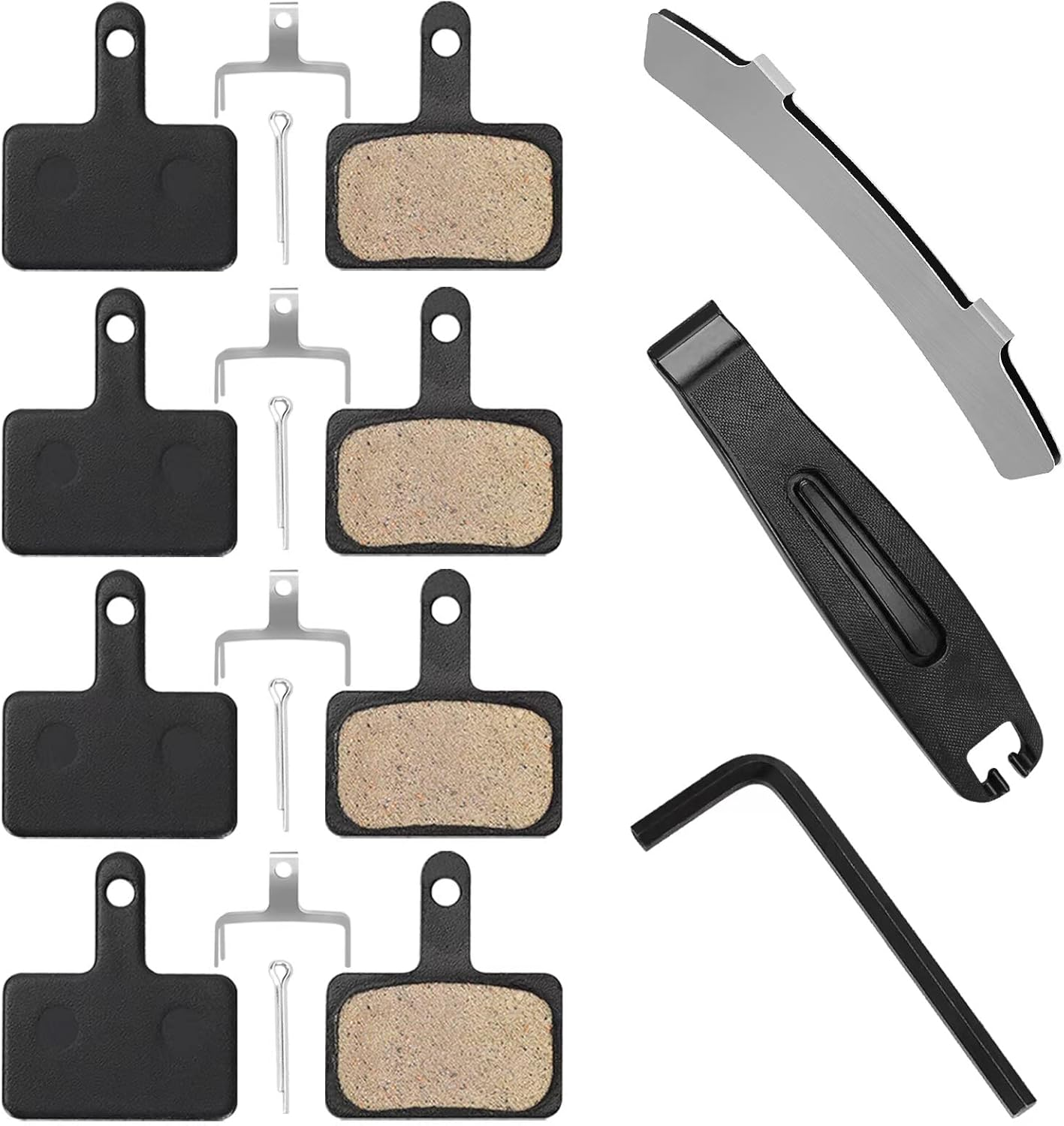 4 Pairs Bike Brake Pads,Bicycle Brake Pads Compatible with Shimano Brake Pads MT200 M355 M446 M315 M365,MTB Bike Disc Brake Pads Compatible with Trp Tektro Bike Disc Brake Pads with Installation Tools