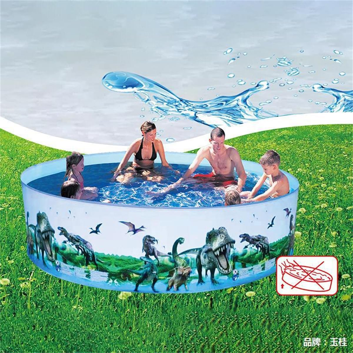 8FT Large Family round Pool, Non Inflatable, Hard Plastic, Easy Set Pool for Kids, Adults, Pet Dogs, Wading or Swimming Pool for Outdoor, Garden, Backyard, Summer Water Party
