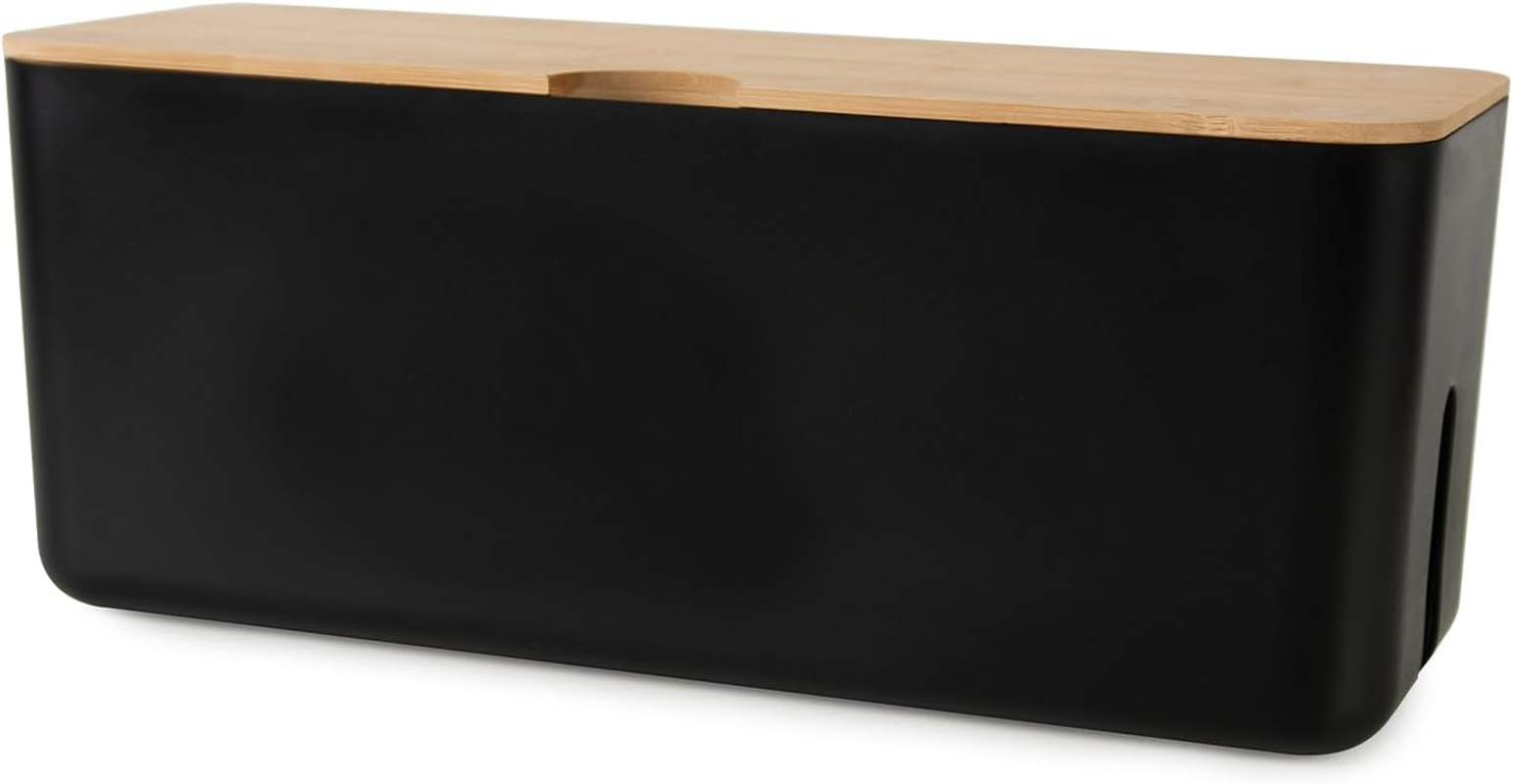 Wall Mount Cable Management Box Medium Cable Organizer Box for Extension Cord Power Stripe Surge Protector Wire Management Concealer Organizer Cover Hider for Desktop (Medium, Black)