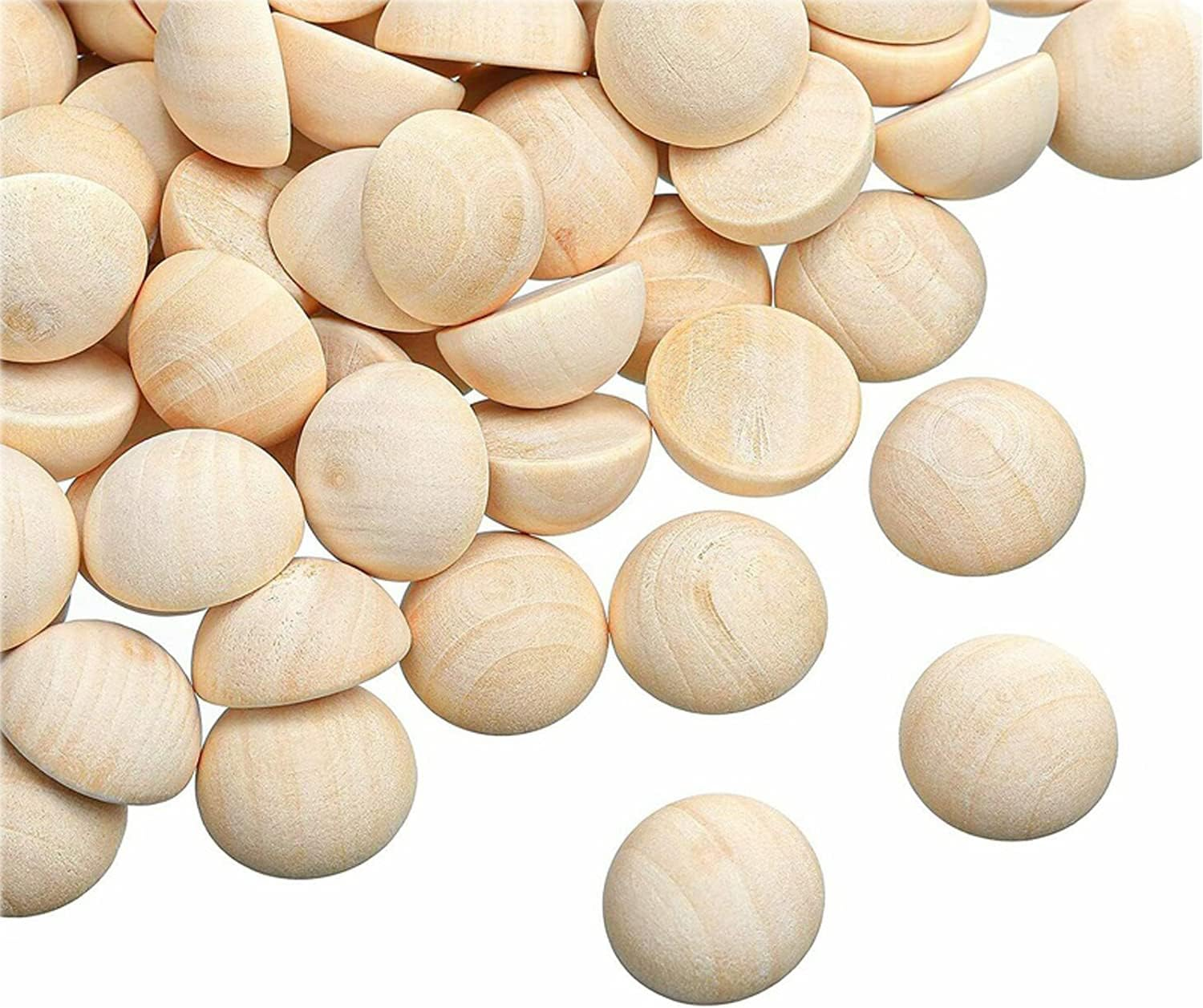100Pcs Half Wood Balls Unfinished Natural Half Ball Split Wood Balls for DIY Projects and Craft Supplies (15Mm)