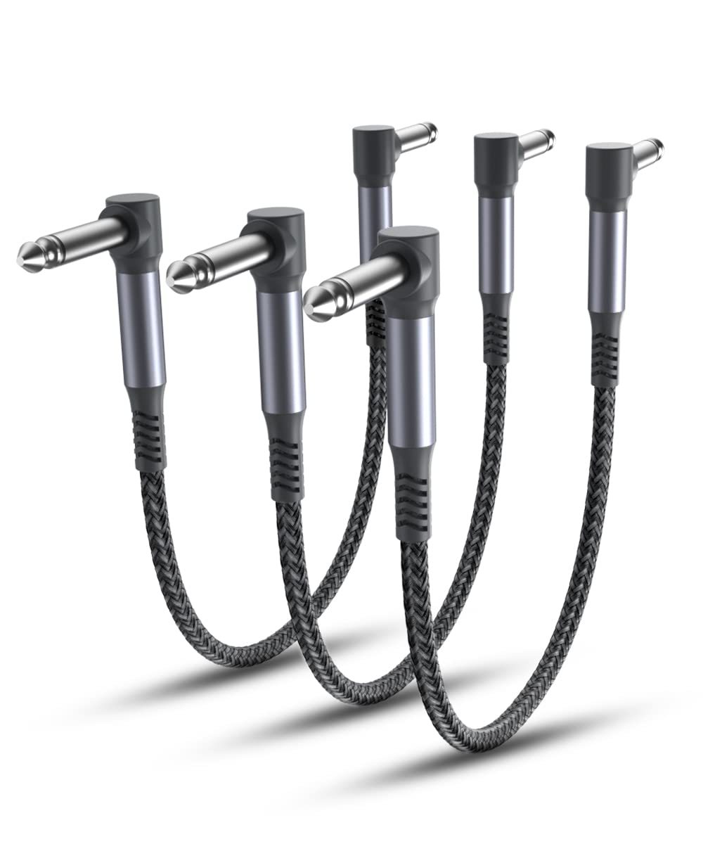 Elebase Guitar Patch Cables 6-Inch 3-Pack,6.35Mm Effects Pedal Board Cord,1/4