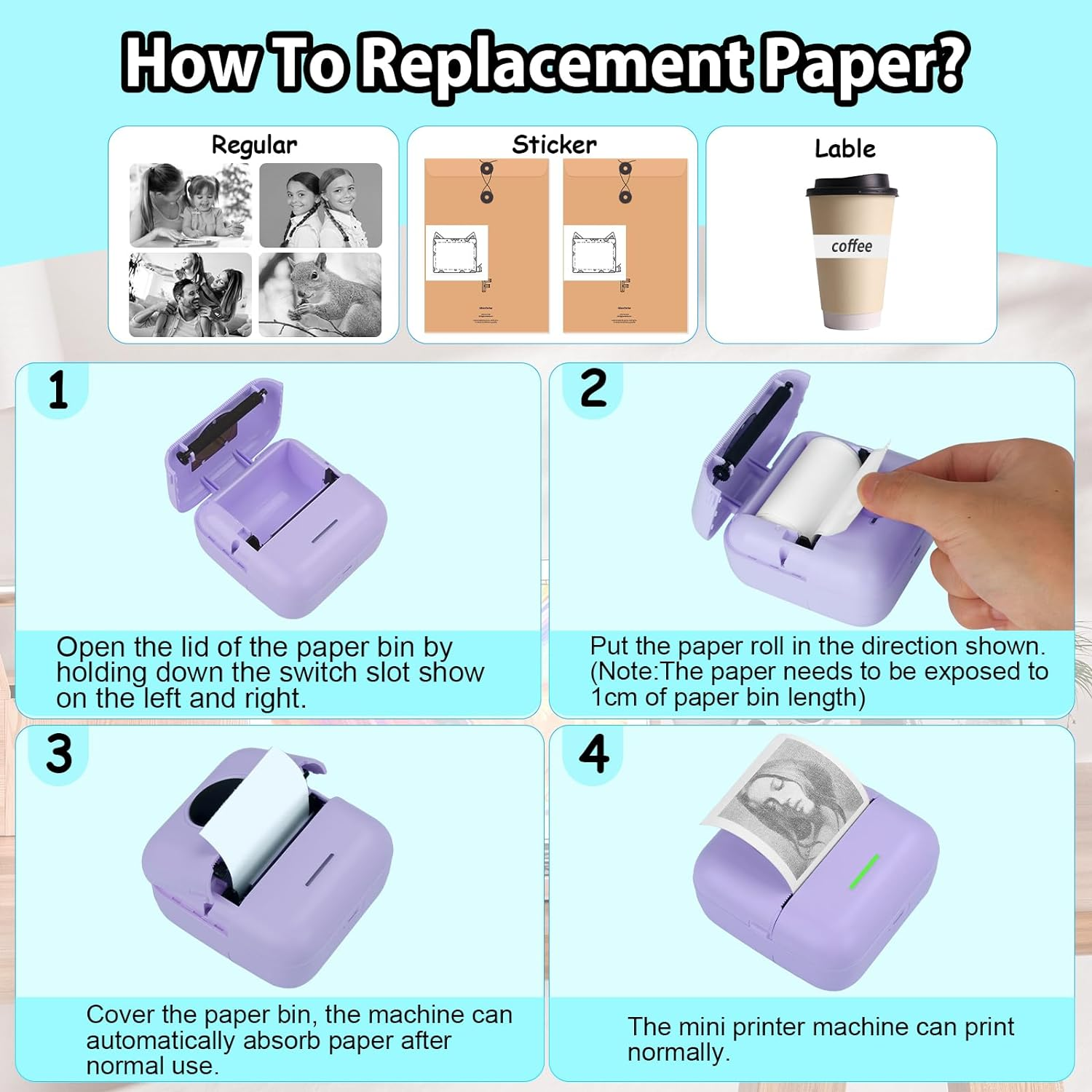 HuiJuKeJi Mini Sticker Printer Bluetooth Smart Pocket Inkless Thermal Printer... - Picture 8 of 14
