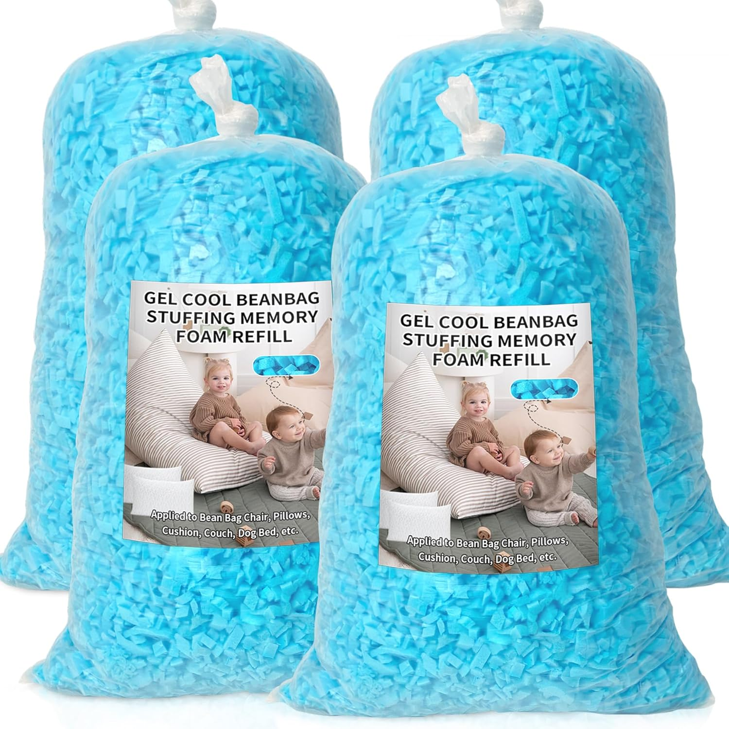 Bean Bag Filler, 20Lbs Shredded Memory Foam Filling, Soft Pillow Stuffing Bean Bag Refill Foam for Couch, Cushion, Stuffed Animals, Dog Bed, Arts Crafts