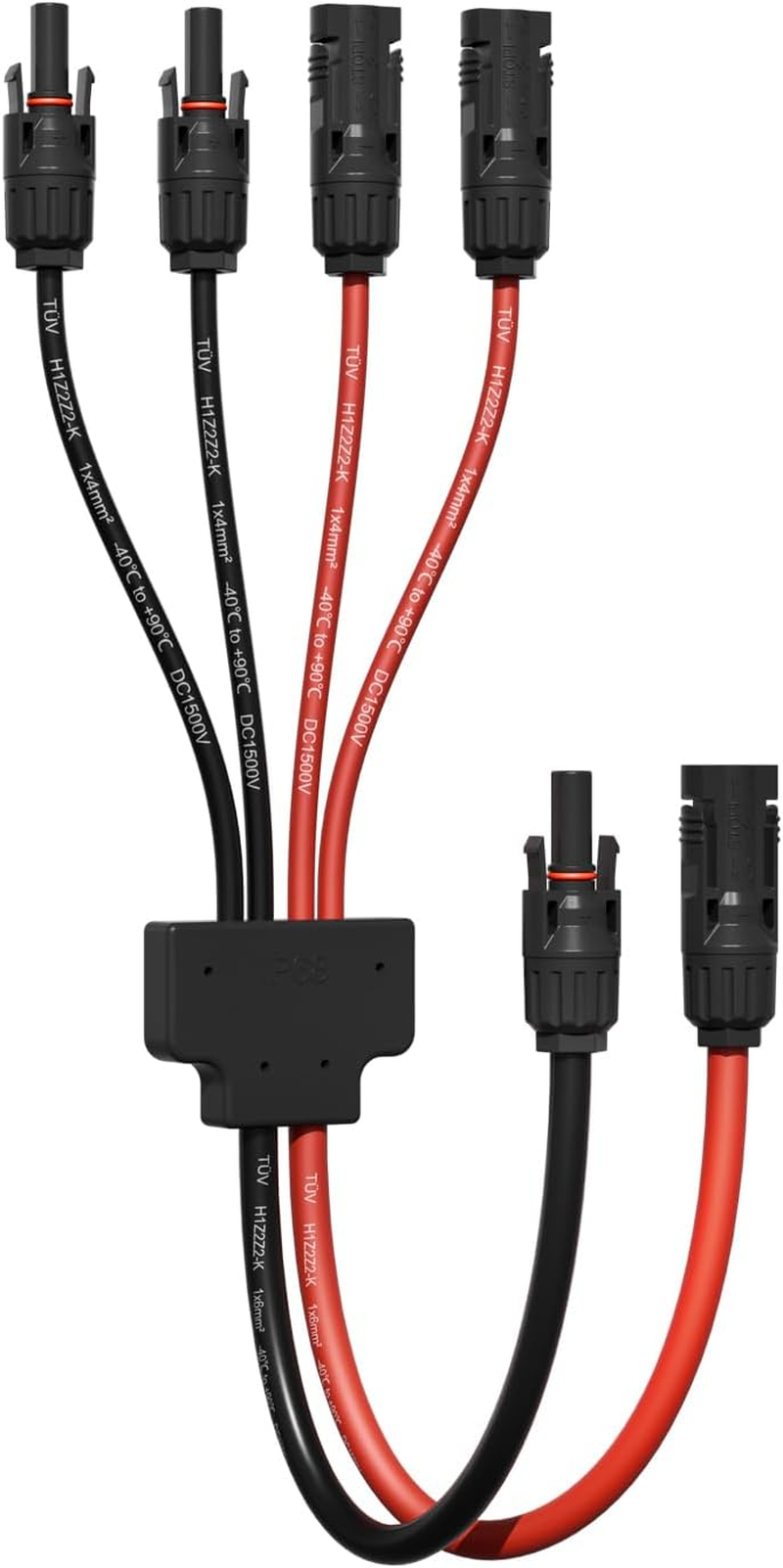 Enernova Solarkabel Y-Verteiler, 4Mm²-6Mm² Solar-Anschlusskabel, IP68 Wasserdicht Solarkabel Verlängerung, 30A DC1500V, Solar-Panel-Steckverbinder Verlängerungskabel