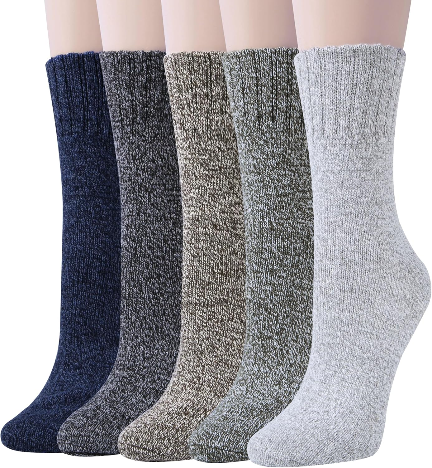 5 Pairs Wool Socks for Women Gifts Winter Warm Thick Knit Cabin Cozy Crew Socks