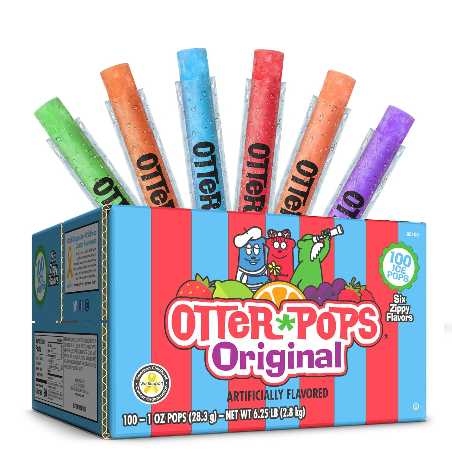 , Original Assorted Freezer Pops, 1Oz Freeze Pops in Six Zippy Flavors, 100 Count, (85100)