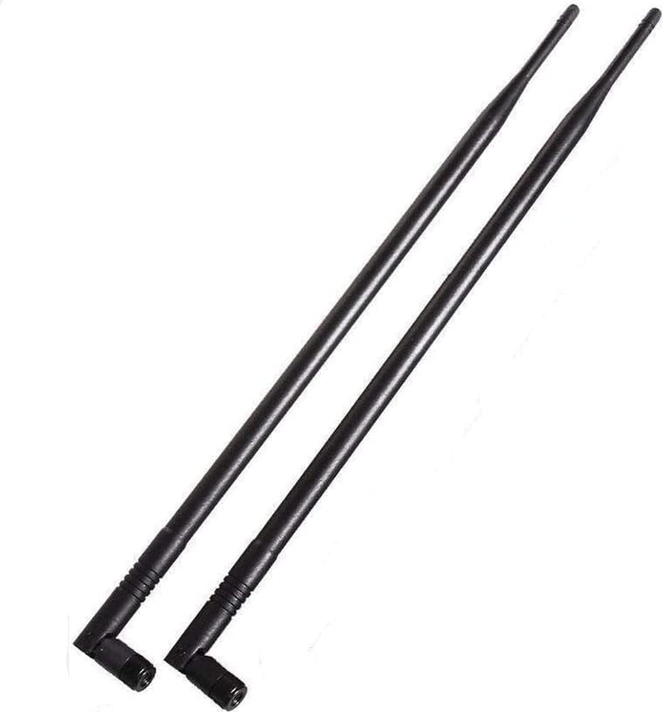 1.3Ft 2X 10Dbi Wifi Bluetooth Antenna 2.4Ghz/5Ghz/5.8Ghz Tri-Band Omni Directional Antenna RP-SMA Male Long Range for Wireless Wi-Fi Router Network Devices PC Camera Wifi 6 Adapter Desktop USB Adapter
