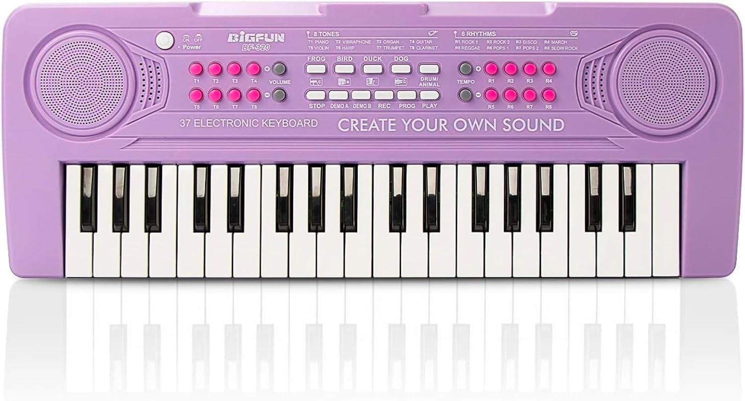 Keyboard Piano for Kids,  37 Keys Toddler Piano Multifunction Music Educational Instrument Toy, Electronic Kids Keyboard for 3-7 Year Old Girls and Boys (Purple)