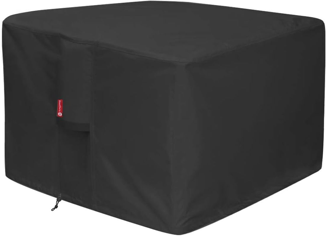 Gas Fire Pit Cover Square-Premium Patio Outdoor Cover Heavy Duty Fabric with PVC Coating,100% Waterproof,Anti-Crack,Fits for 29”,30 Inch,31 Inch,32 Inch Fire Pit/Table Cover (32”L X 32”W X 24”H,Black)