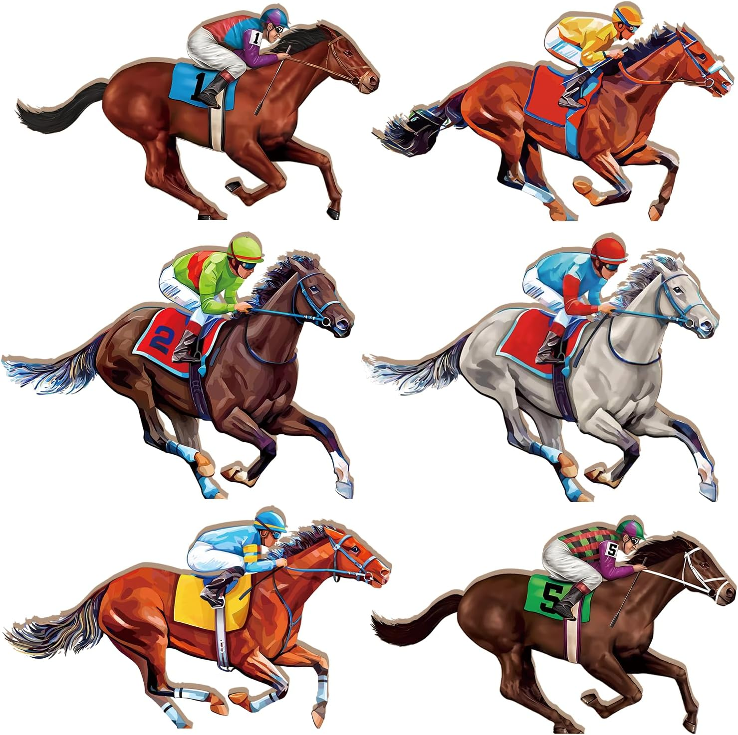 6 Pcs Derby Table Centerpieces Horse Racing Decor Double Sided Wooden