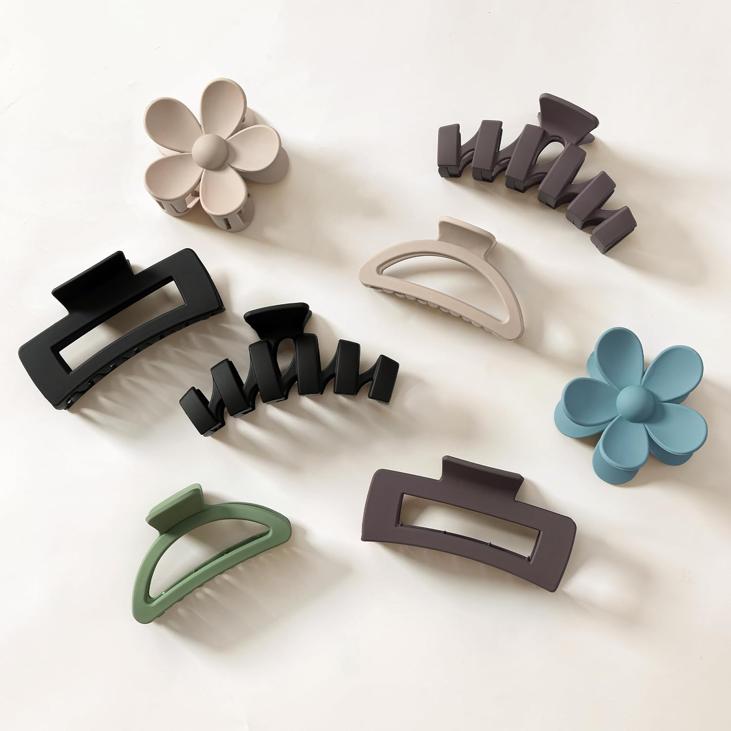 8PCS Neutral Color Flower Claw Hair Clips