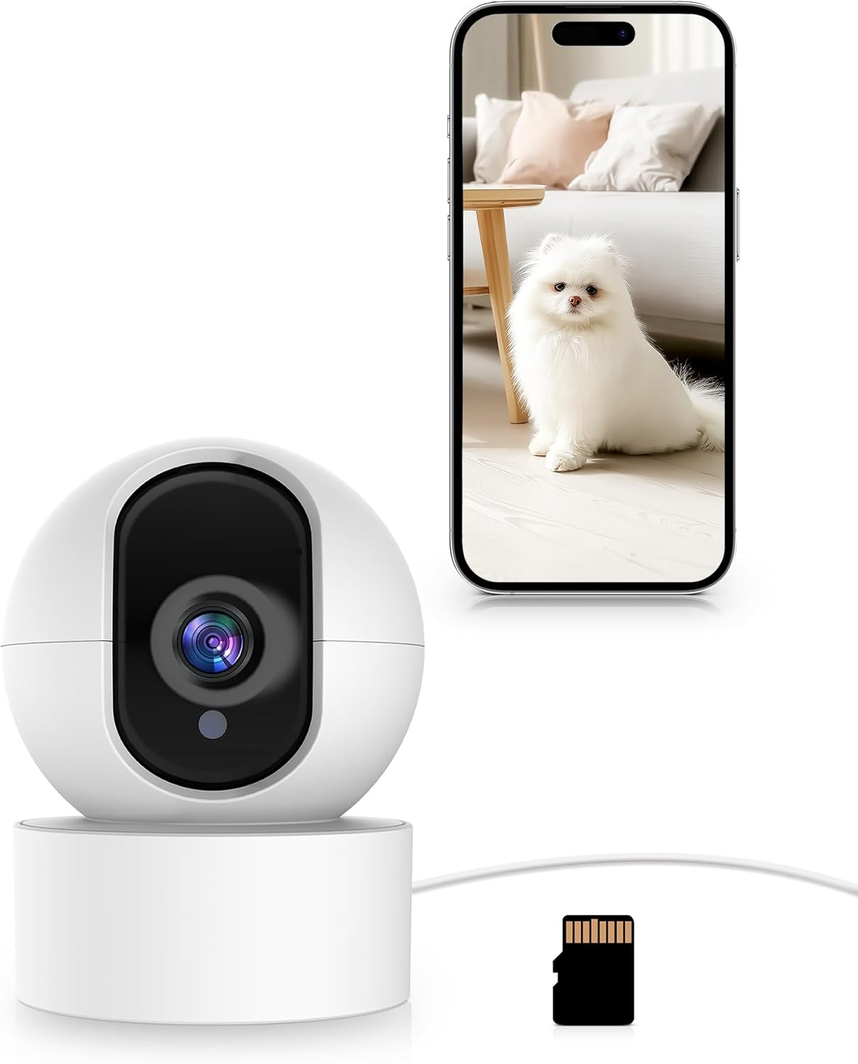 Camera for Home Security Indoor, Wifi Home Security Camera 1080P Two-Way Audio, Night Vision, Motion Sensor, Automatic Tracking, Cloud/Sd Storage, Compatible with Alexa