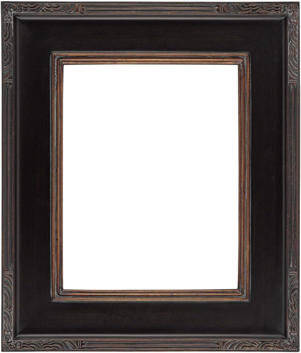 Plein Air Museum Collection Arte Picture Frame Solid Wood Composition Hand-Leafed Museum Quality Closed Corner - Black/Gold 11X14