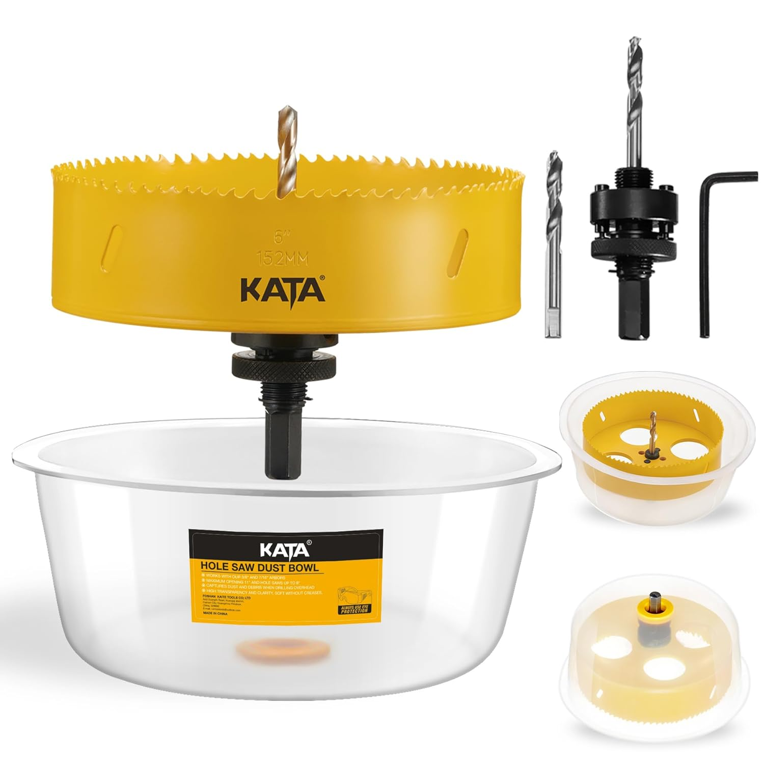 Hole Saw for Recessed Lights: 6 Inch Hole Saw for Recessed Lighting with Dust Bowl - 6 in Hole Drill Cutter with Silicone Dust Catcher Tool for Drywall on Ceiling - Installing LED Can Light Home