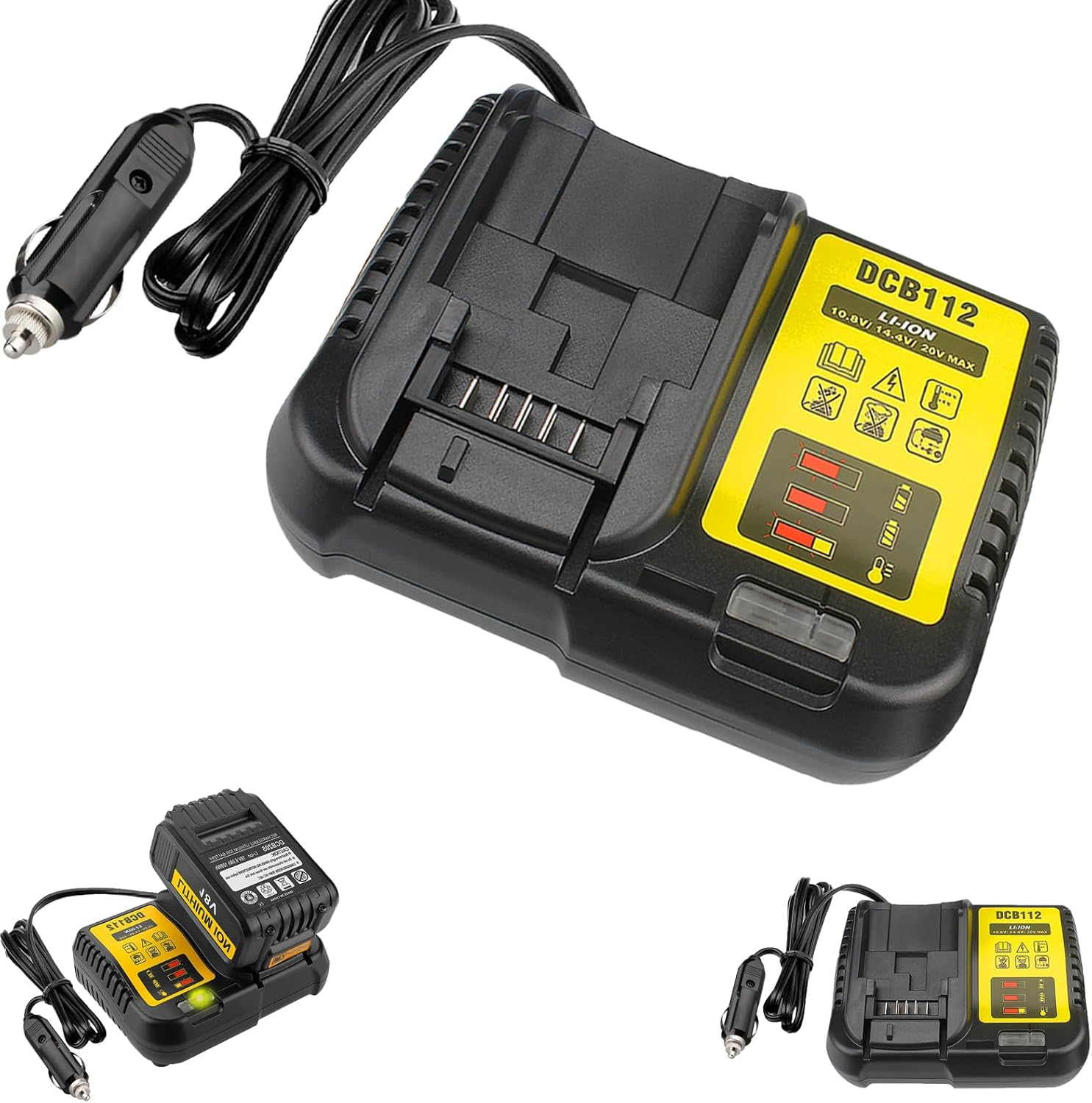 DCB112 DCB119 Car Battery Charger Compatible with Dewalt 12V, 20V & 60V MAX Lithium Ion Battery DCB203 DCB201 DCB204 DCB206 DCB606 DCB609 DCB120 Replacement for 20V MAX Vehicle Charger