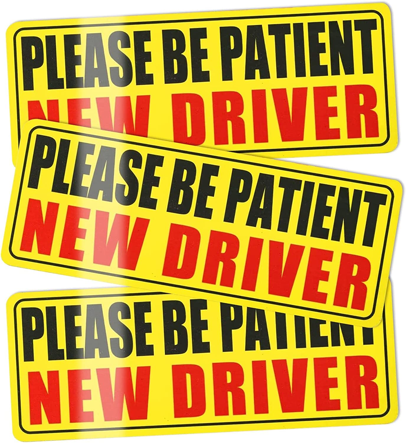 New Driver Magnet for Car, Please Be Patient Student Driver Magnet, New Driver Magnet Safety Warning, Magnetic Reflective Rookie Driver Bumper Sticker (Black&Red)
