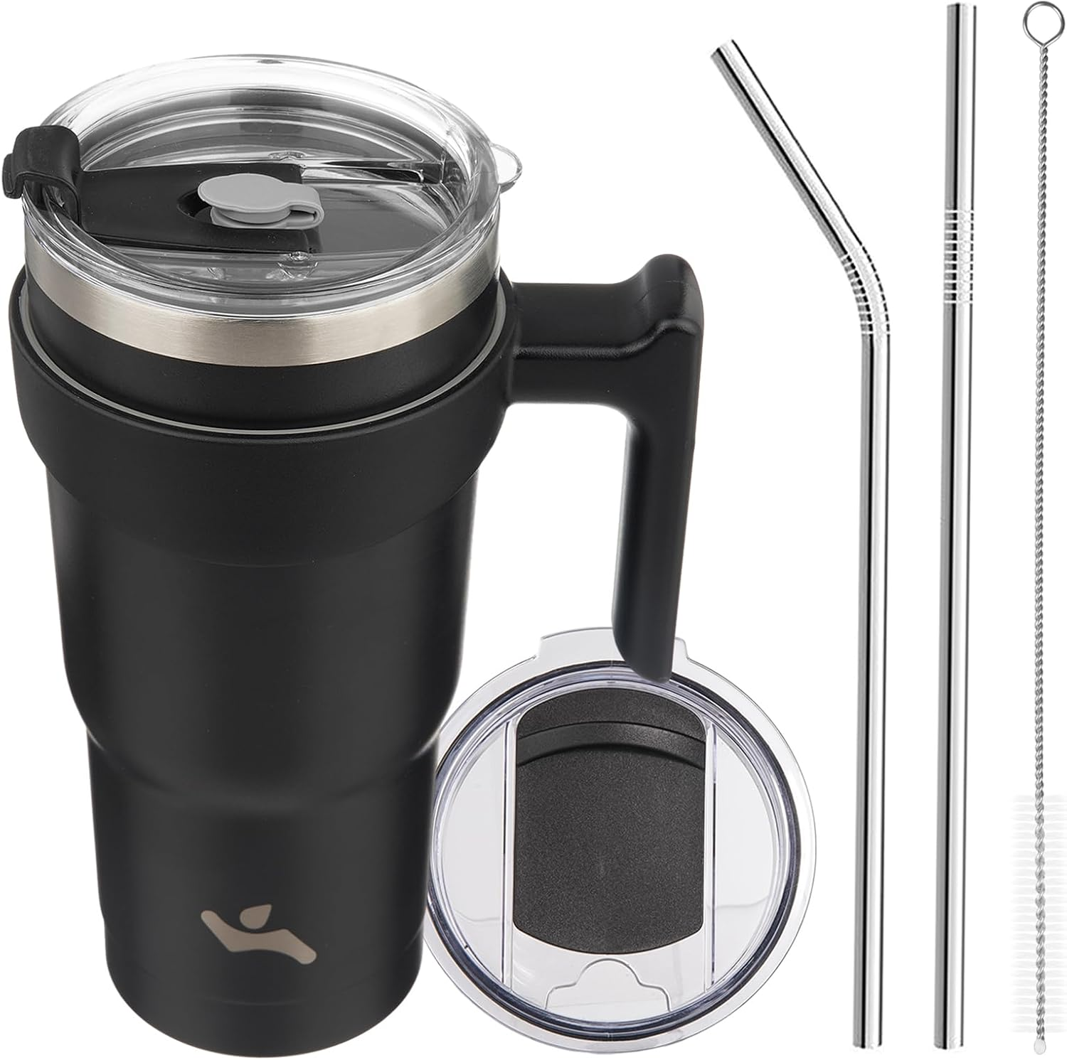 Konokyo 20 Oz Stainless Steel Tumbler With Handle - Insulated Travel Mug With 2 Lids & Straws, Matcha Green - View #7