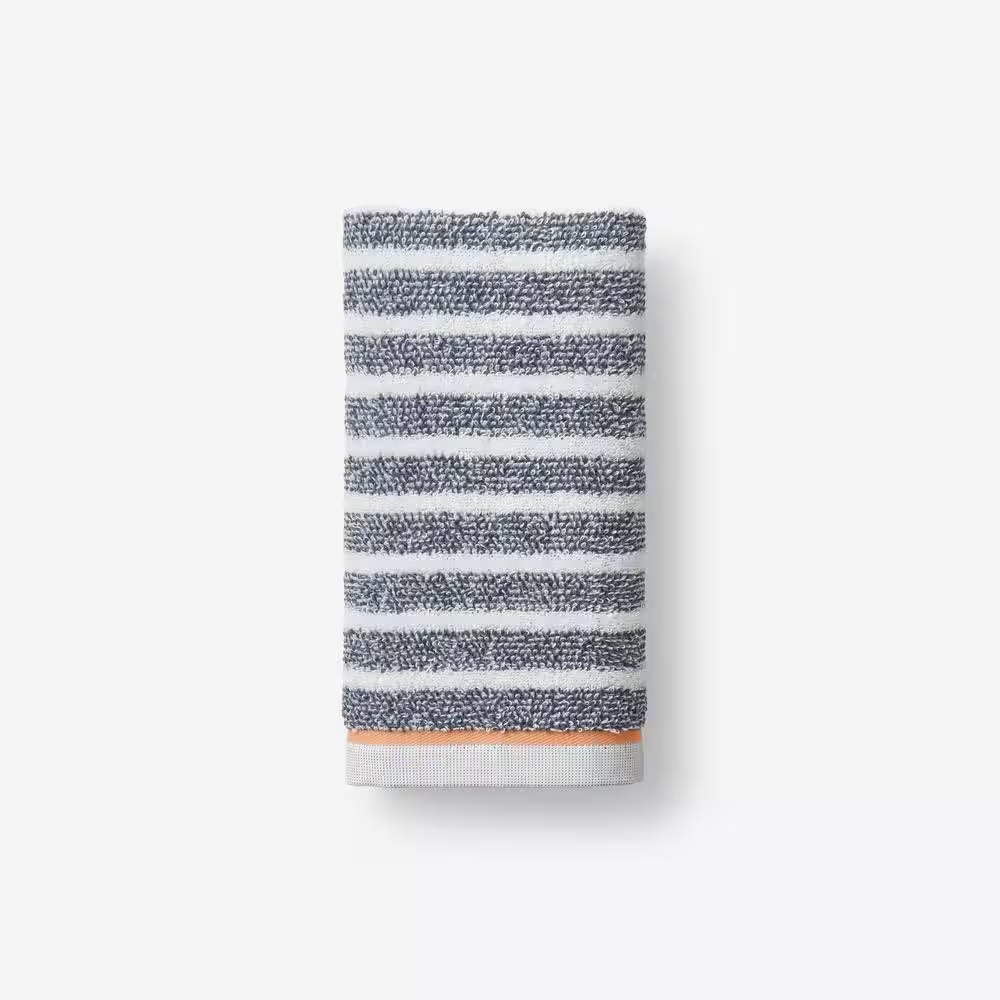 Company Cotton Melange Stripe Reversible Smoke Gray Cotton Hand Towel
