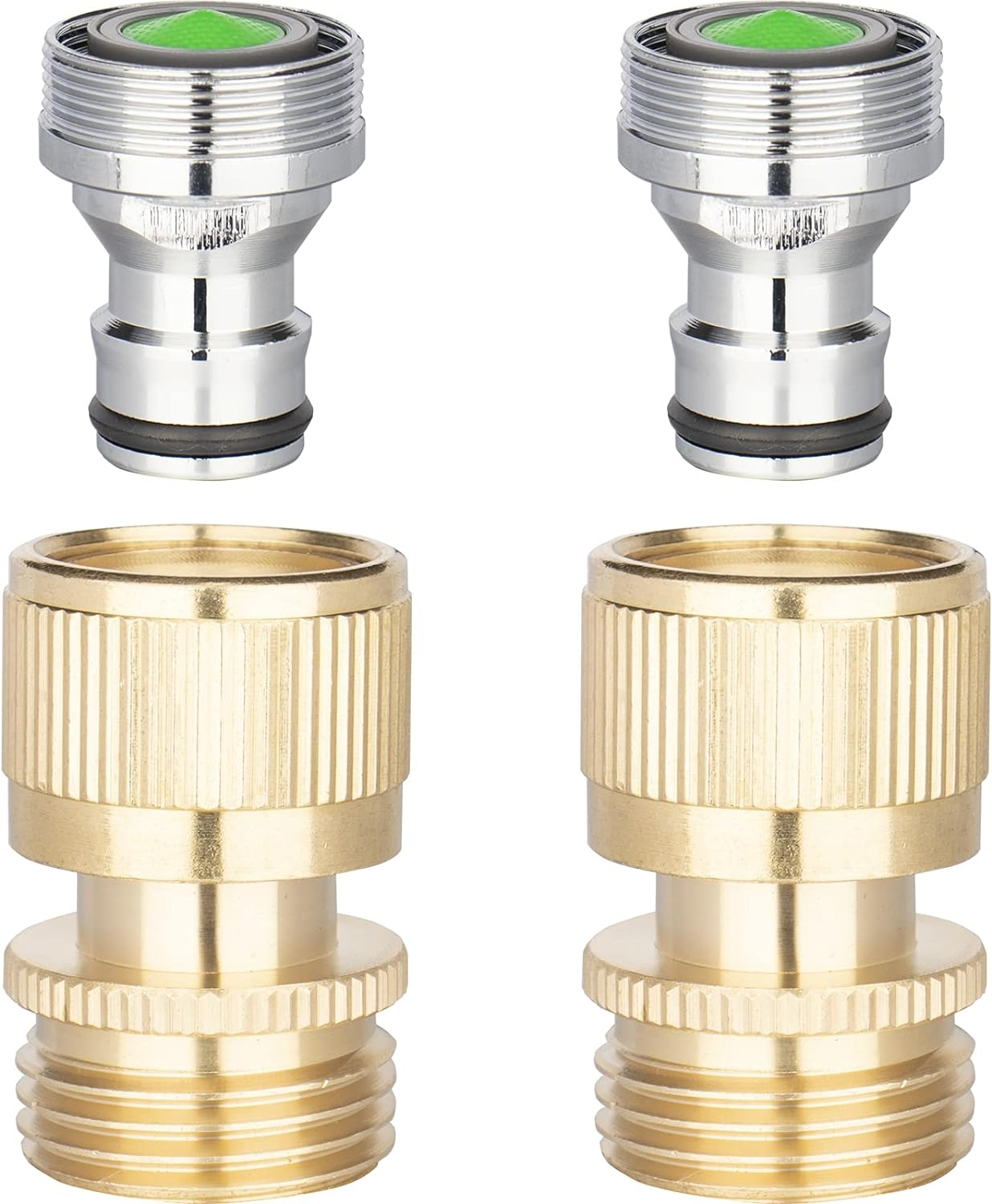 Kitchen Quick Connect Faucet Adapter, Portable Bathroom Sink Faucet Snap Adapter to Garden Hose 15/16 In.-27M or 55/64 In.-27F X3/4 Inch GHT Female for Washer, Indoor Sink (2 Packs)