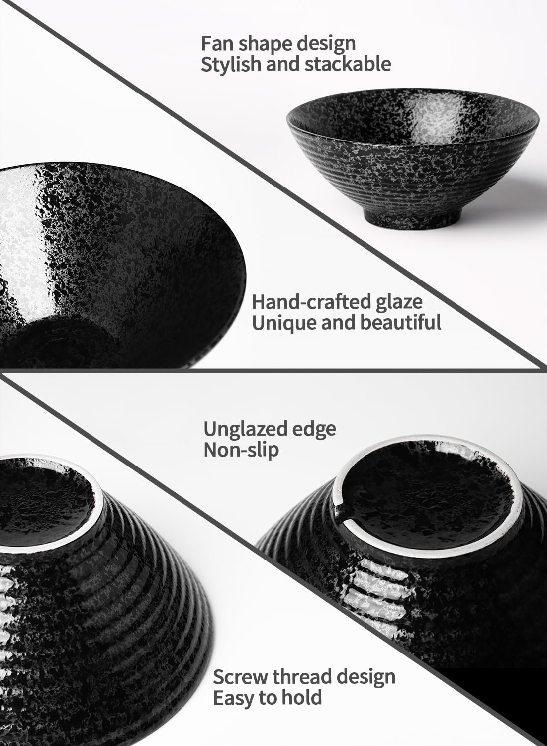 Kanwone Ceramic Japanese Ramen Bowl Set, Soup Bowls - 60 Ounce, with Matching... - Picture 6 of 14