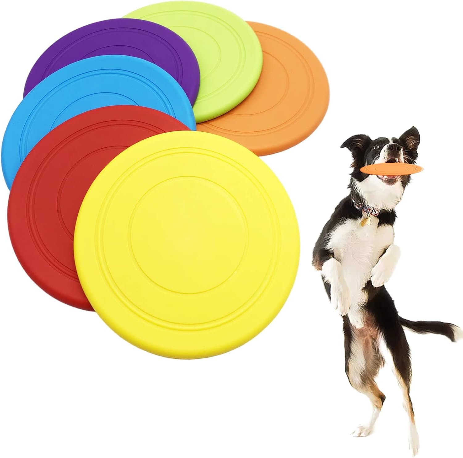 Bvrbaory 6 Pack Dog Flying Disc,Dogs Training Interactive Toys,Puppy Flyer Toy 