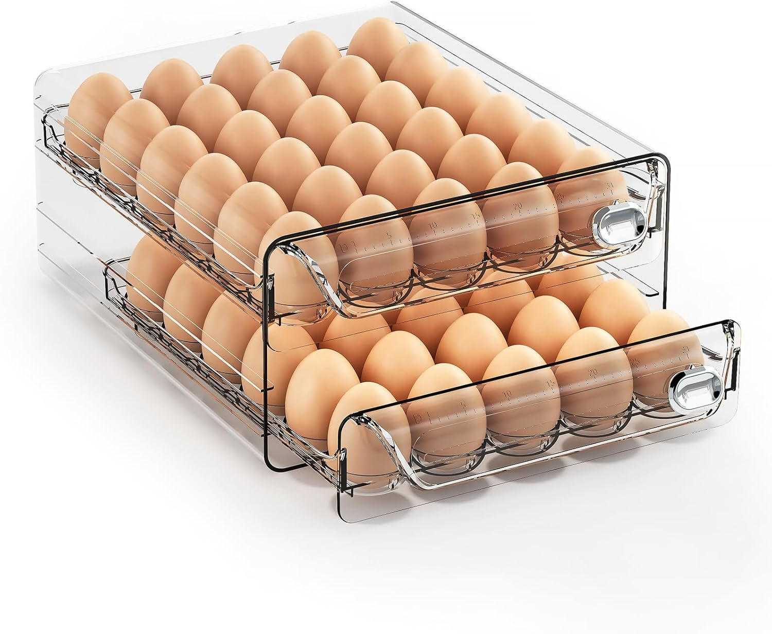 60 Eggs Organizer for Refrigerator Large Holder for Fridge Clear Container
