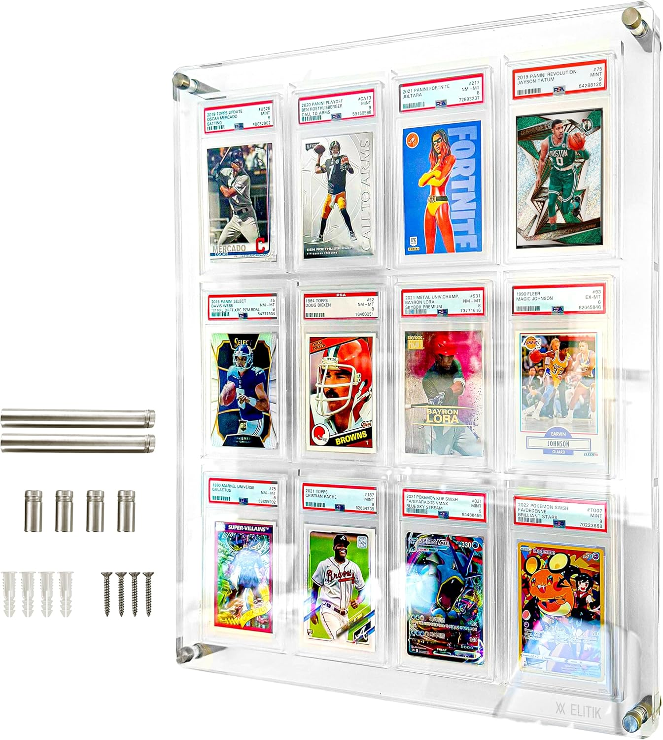 Acrylic Card Display Case for PSA, SGC & CGC Slabs – Holds 12 Graded Cards, Wall Mount or Desktop Frame, Clear Acrylic Trading Card Display for Sports & Baseball, Football, Basketball...