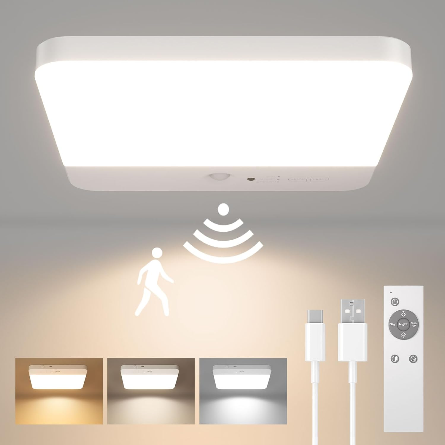 FULEN Motion Sensor Ceiling Light Fixture, Cordless Closet Light Battery 