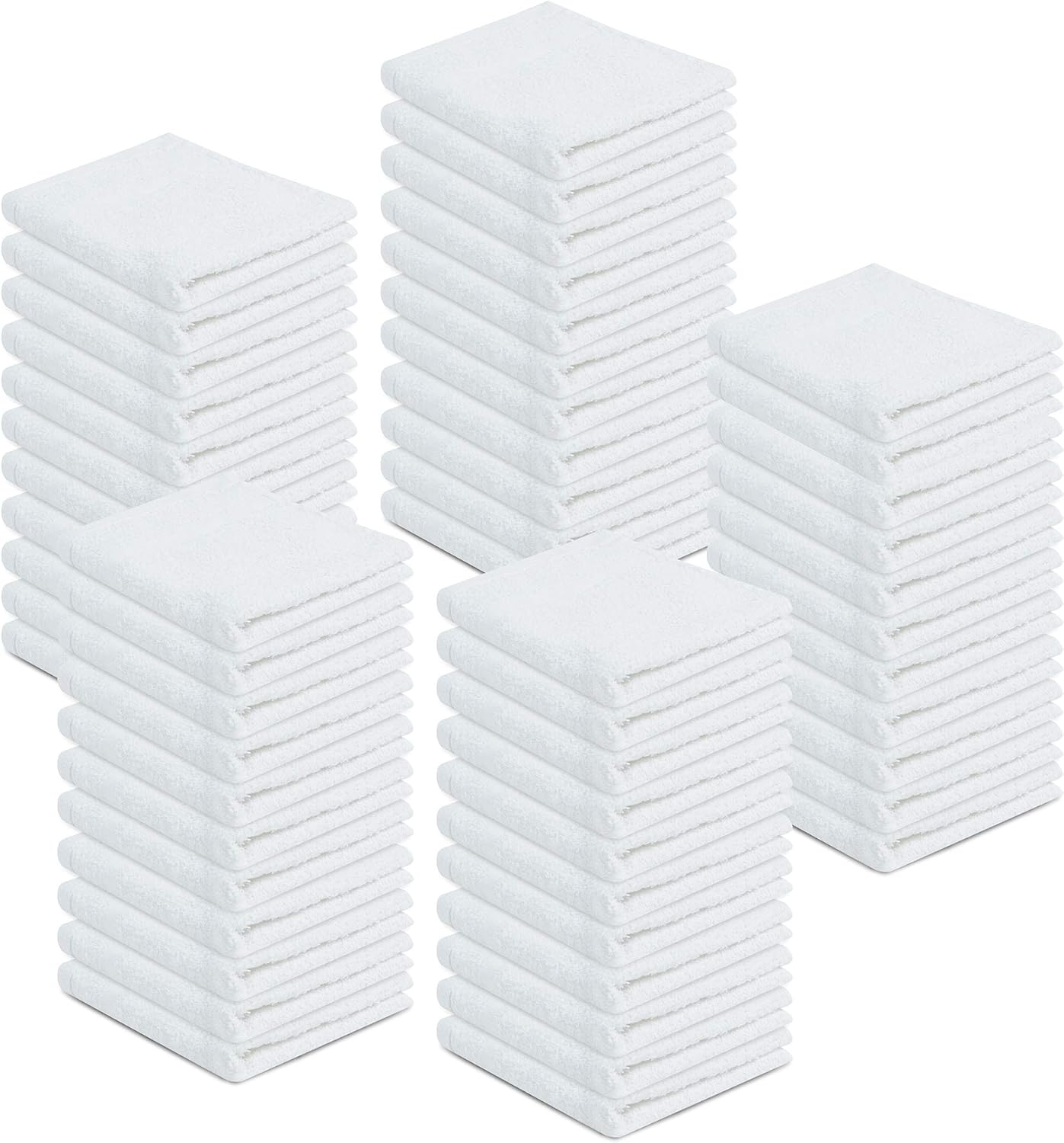 100% Cotton Terry Towels Cleaning Cloths Pack of 50 (12X12 Ines) White Cotton Terry Cloth Bar Rags White Bar Towels, Multipurpose High Absorbent Terry Towels for Cleaning Auto Detailing or Painters