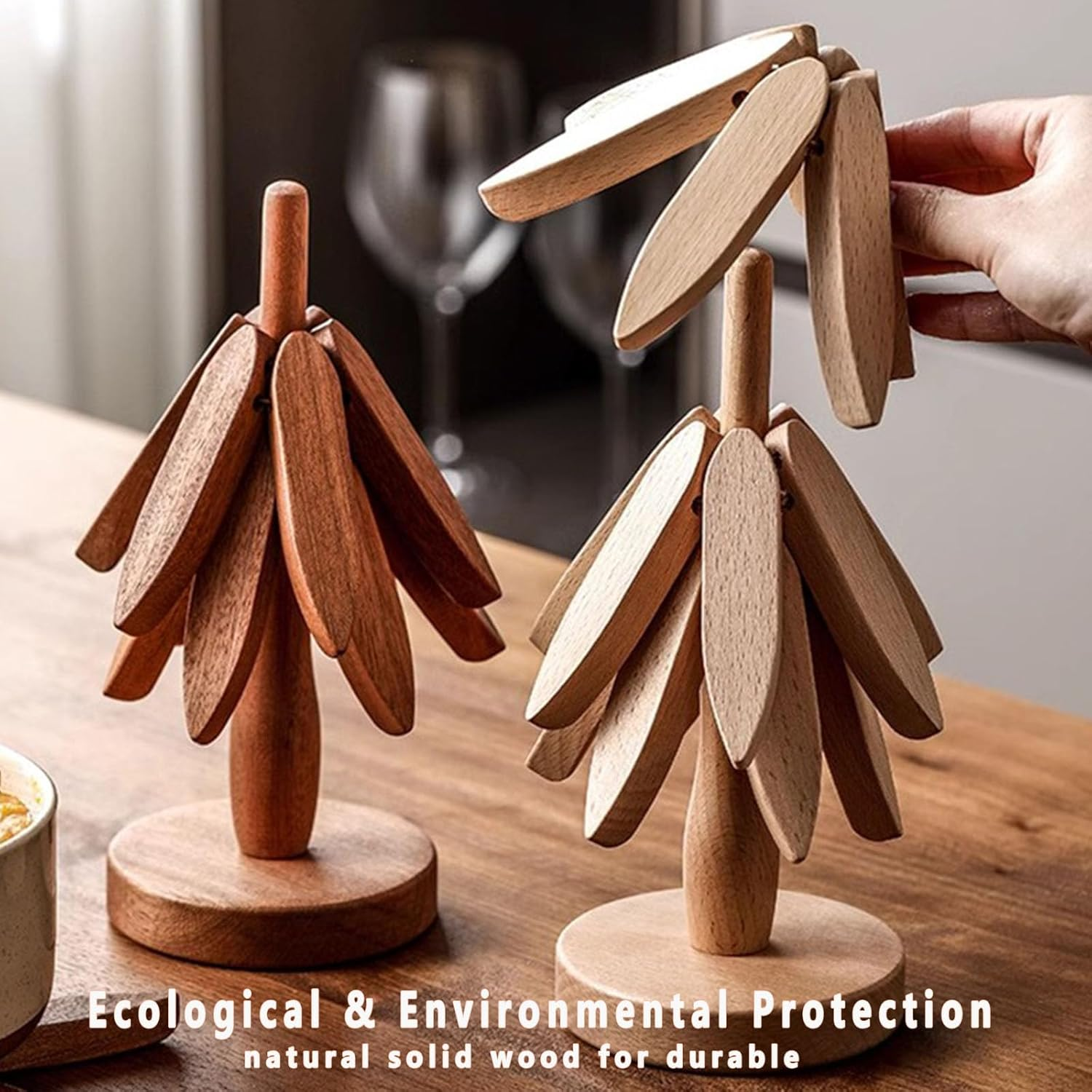 Wooden Trivets for Hot Pots and Pans,Wood Coasters for Quartz Countertops Dec... - Picture 3 of 14