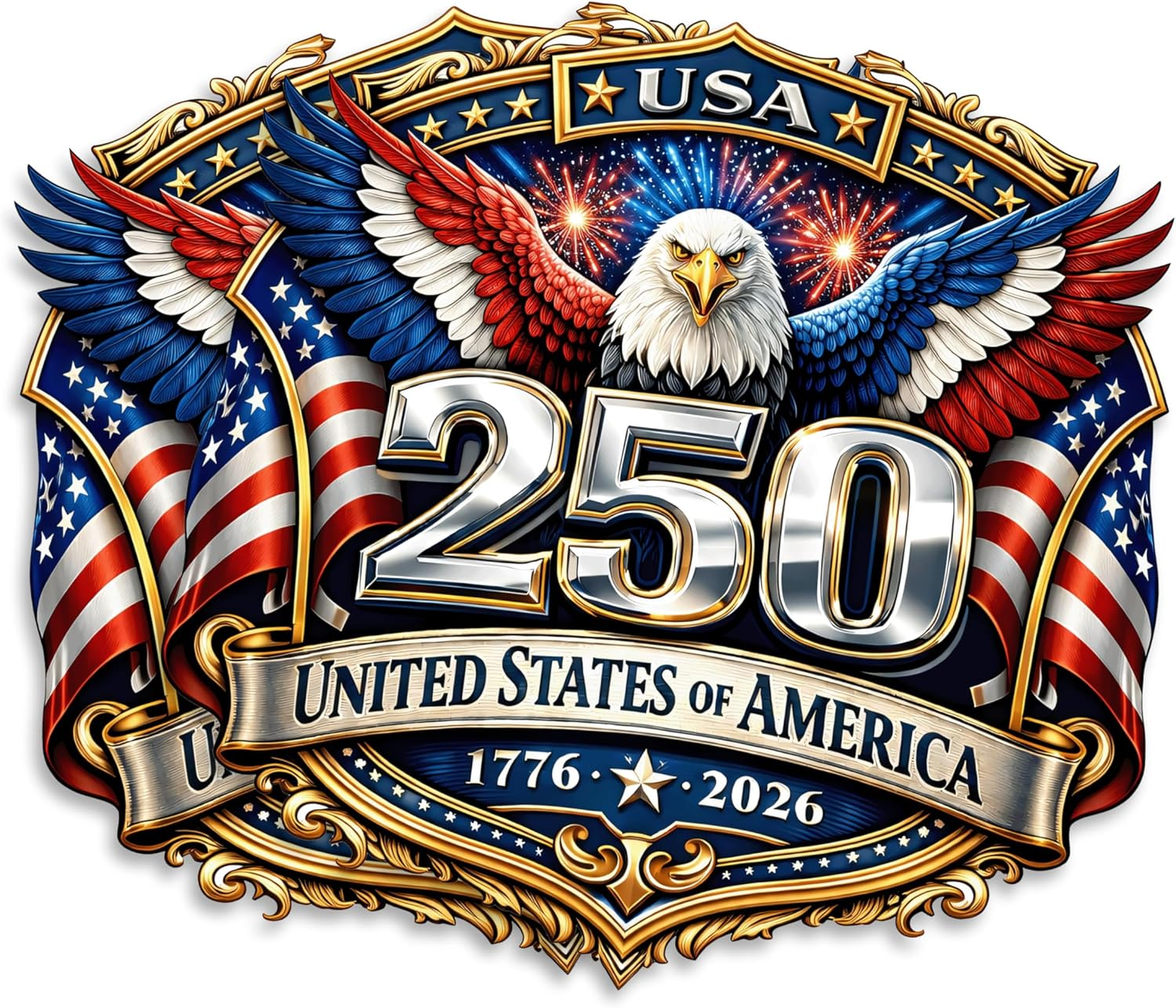 2 Pack 250 Year Anniversary USA Magnet - for Truck Car SUV Refrigerator Locker Toolbox Gift - Semiquincentennial - USAMAG0010