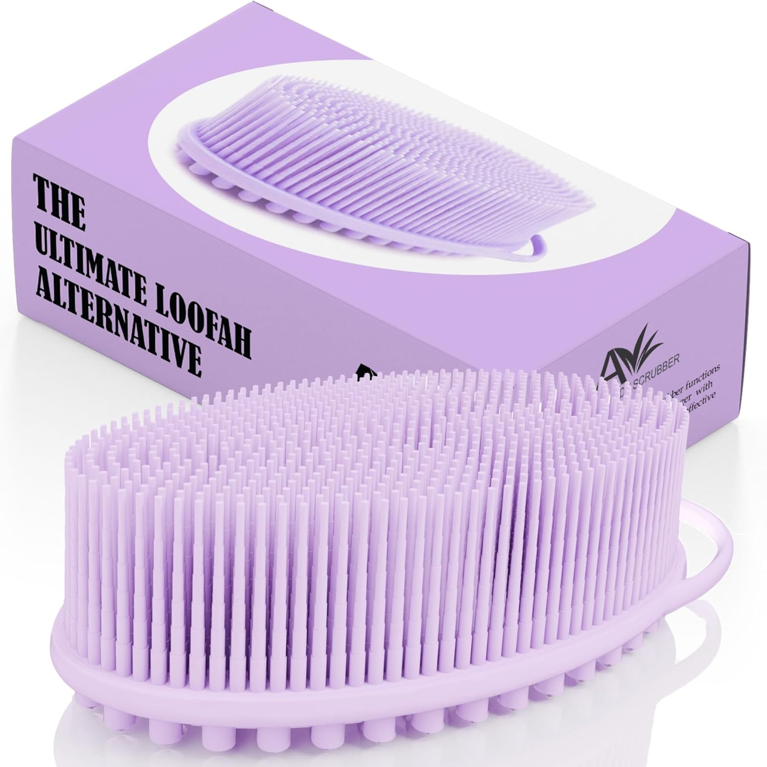 Avilana Silicone Body Scrubber – Gentle Shower Brush & Loofah Alternative- Food Grade & Lab Tested – Fast-Drying, Hygienic, Bpa-Free Silicone Body Gentle Exfoliator (Lavender, Massage)