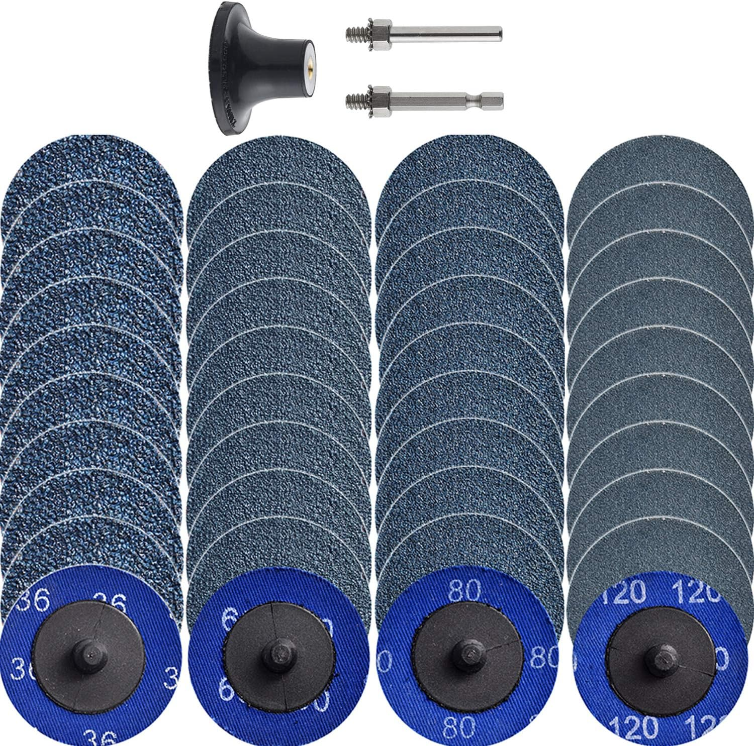40Pcs Mixup Quick Change Discs Set, 2 Inch Zirconia Sanding Discs with 1/4" Holder, for Die Grinder Surface Prep Strip Grind Polish Finish Burr Rust Paint Removal,Surface Conditioning Discs