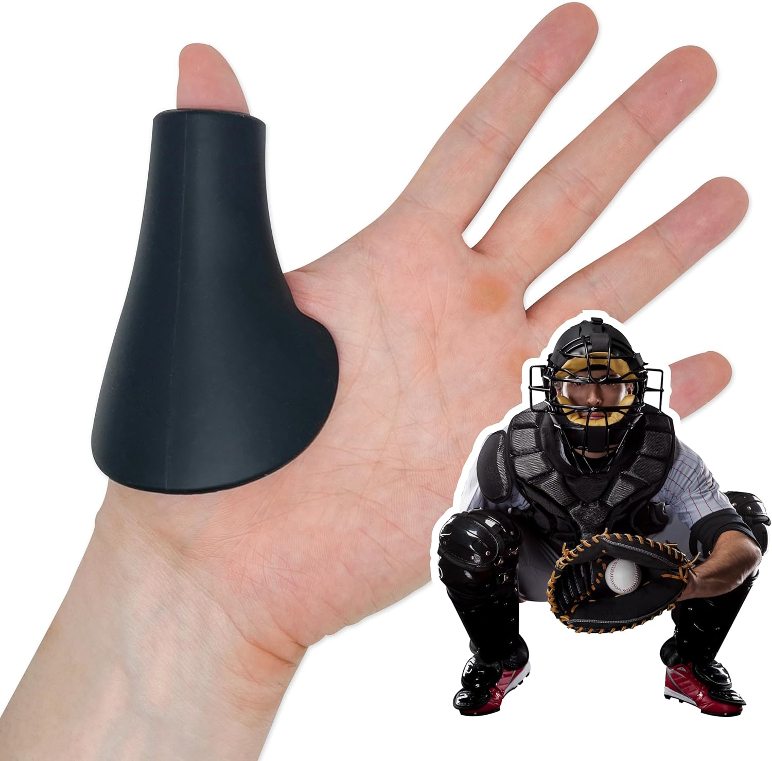 Catcher'S Thumb Guard for Baseball & Softball in 2 Sizes (Adult/Youth) - Silicone Protective Shield Catching Training Aid Glove Padding Accessory Gear Protector for Palm Hand Injury & Sting Prevention