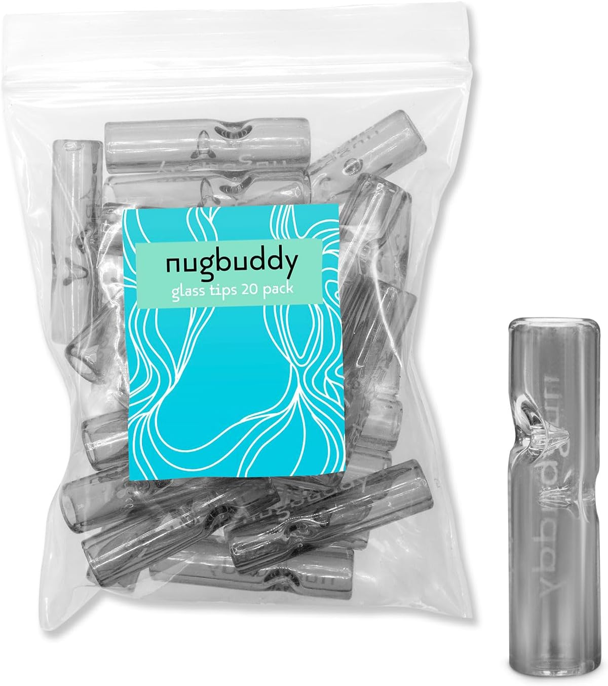 Nugbuddy Glass Tips - 8Mm Reusable Glass Rolling Tips - Mouthpiece Filter Crutch Fits in Rolling Machines - 20 Pack - Cigarette Accessory for Tobacco Use Only