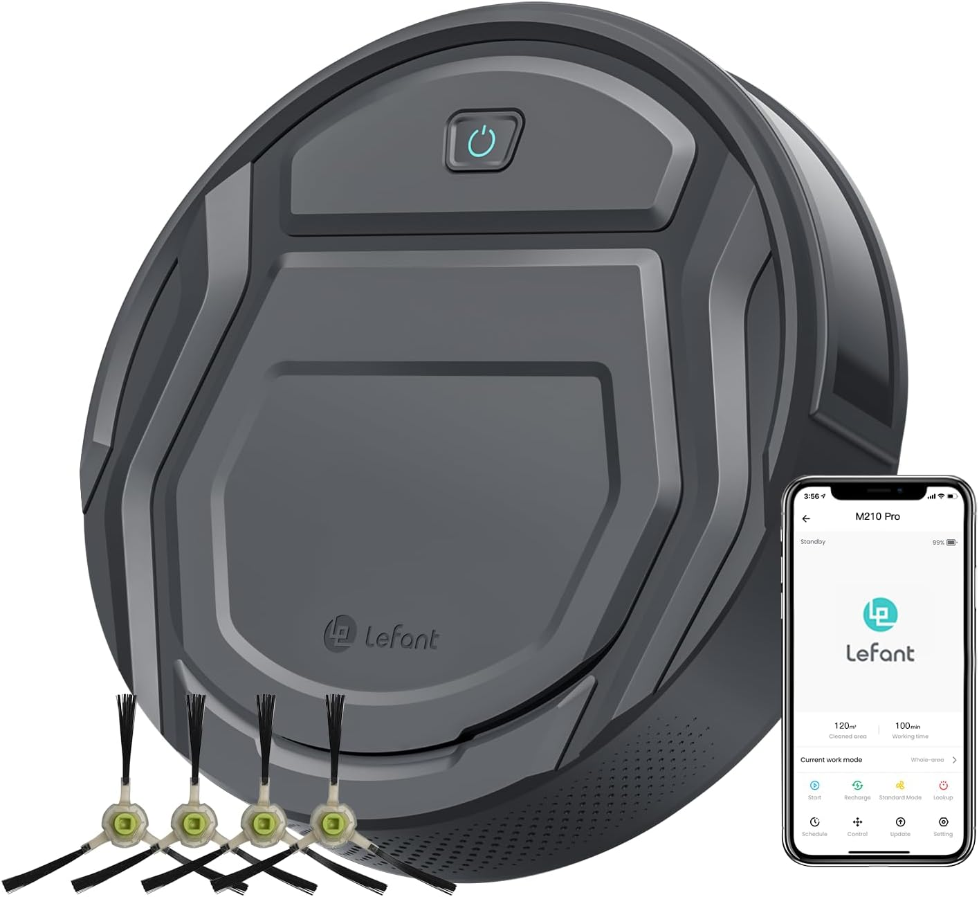 Wifi/App/Alexa, 2200Pa Suction,120 Min Runtime Robot Vacuum Cleaner, 6 Cleaning Modes, Schedule Time,, Self-Charging Robotic Vacuum, Slim, Quiet, Ideal for Pet Hair, Hard Floors(M210 Pro)